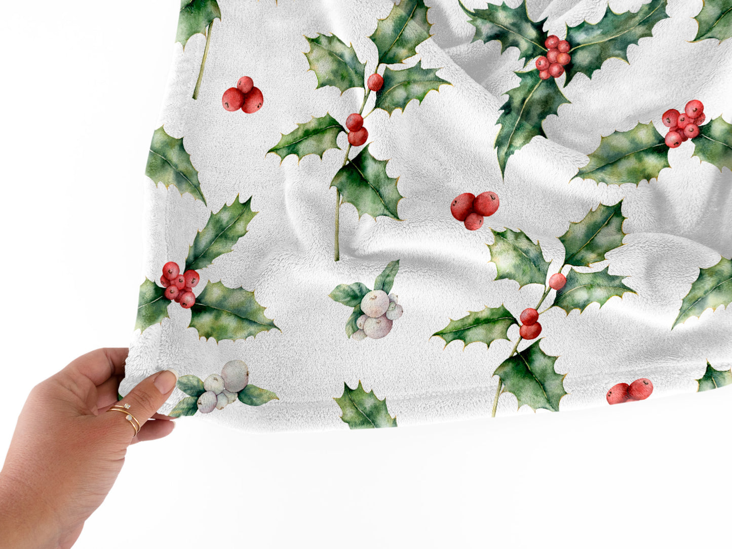 Holly Monogrammed Christmas Blanket