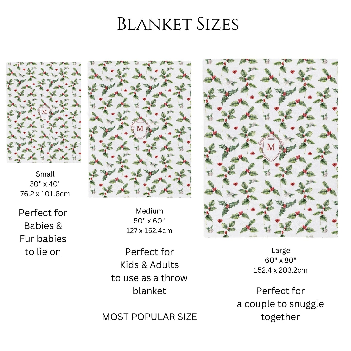 Holly Monogrammed Christmas Blanket
