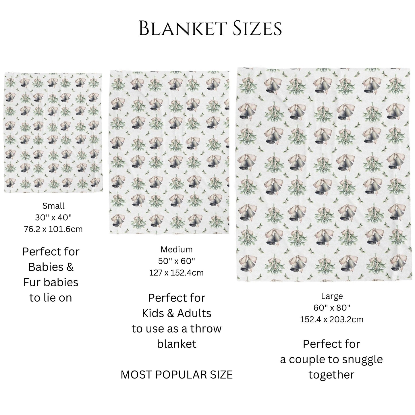 Mistletoe and Silver Bells Christmas Blanket