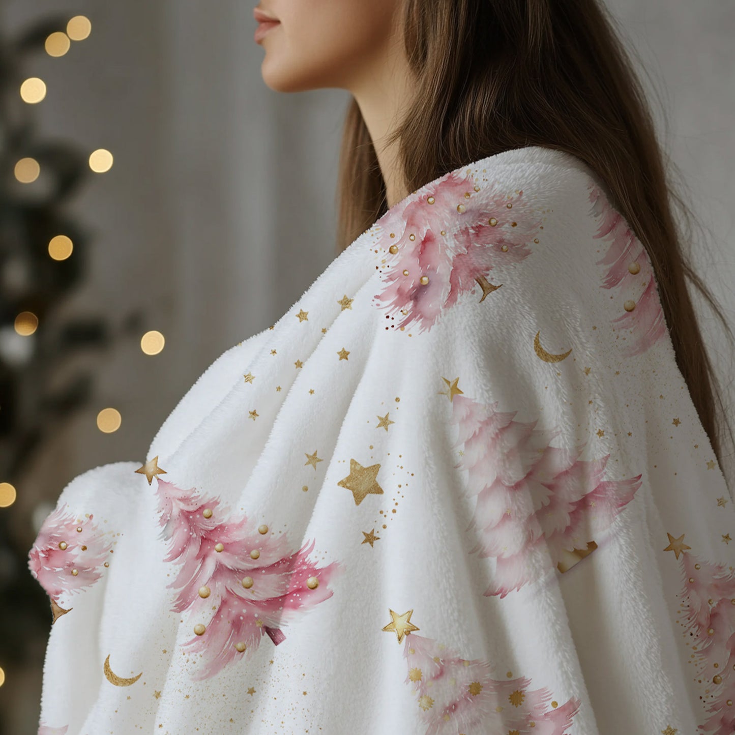 Pink Christmas Trees Soft Polyester Blanket
