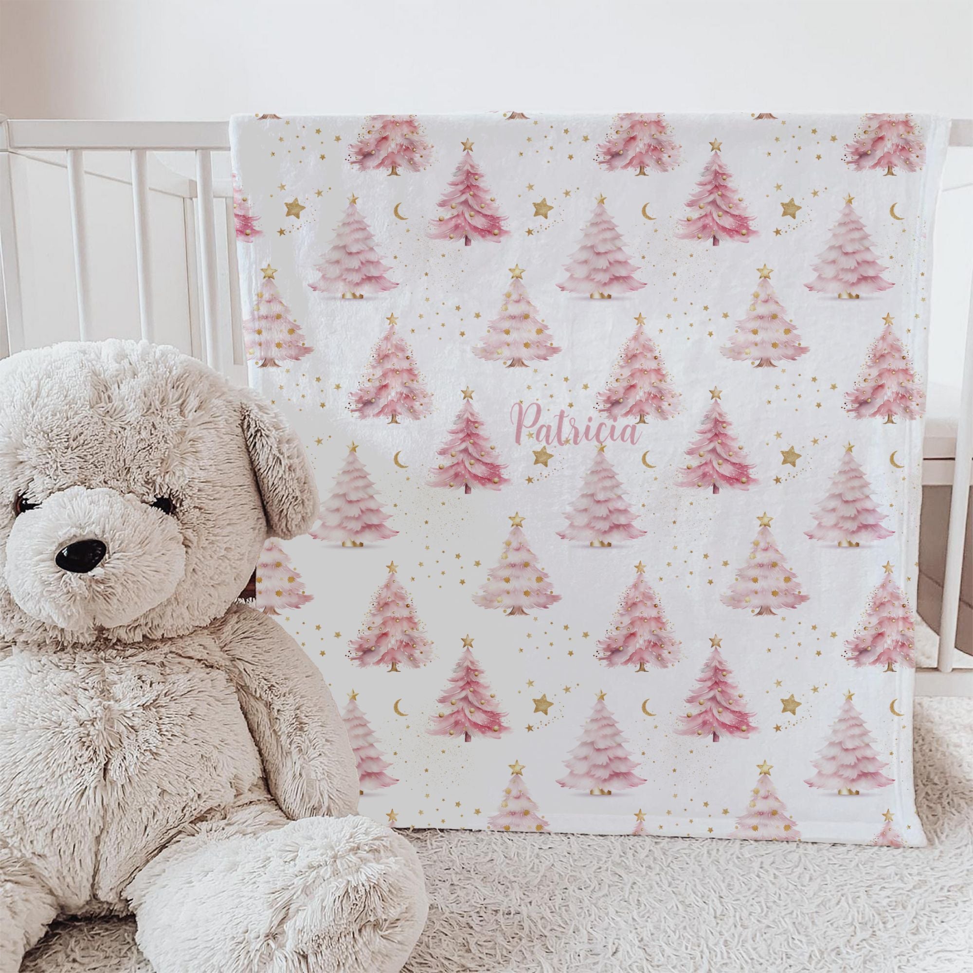 Pink Christmas Trees Soft Polyester Blanket