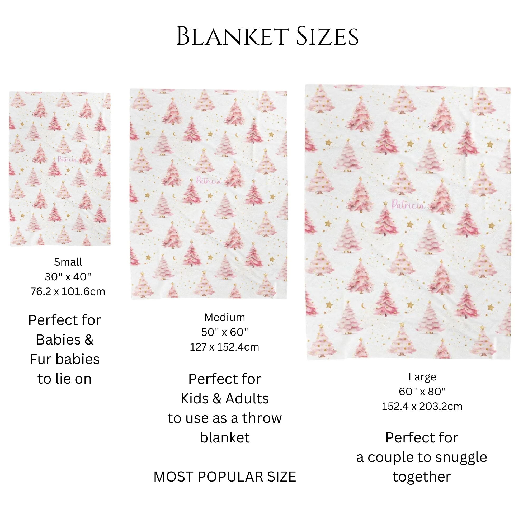 Pink Christmas Trees Soft Polyester Blanket