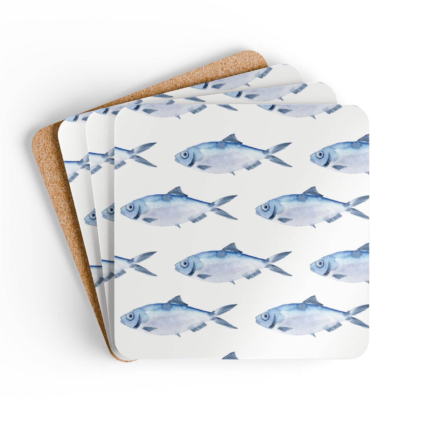 Blue Fish Set of 4 Drink Coasters - Hydrangea Lane Home