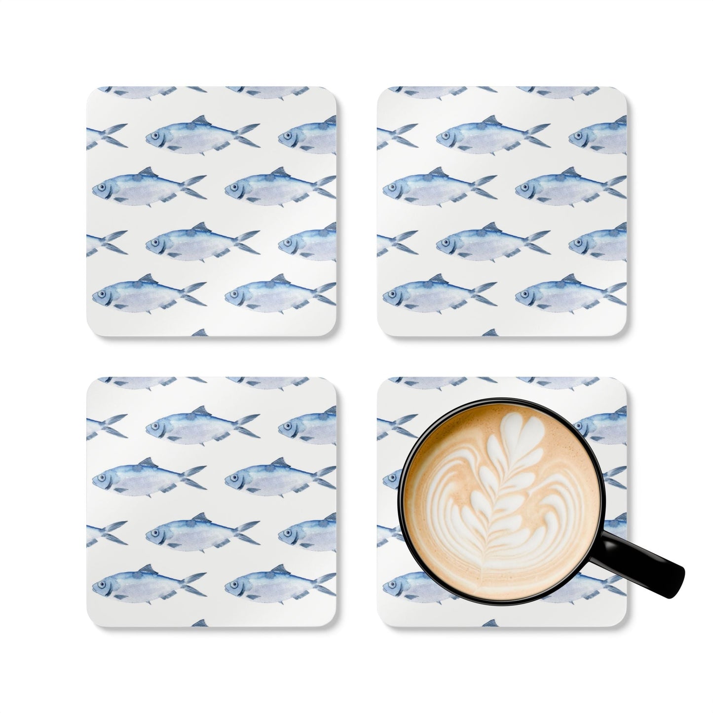 Blue Fish Set of 4 Drink Coasters - Hydrangea Lane Home