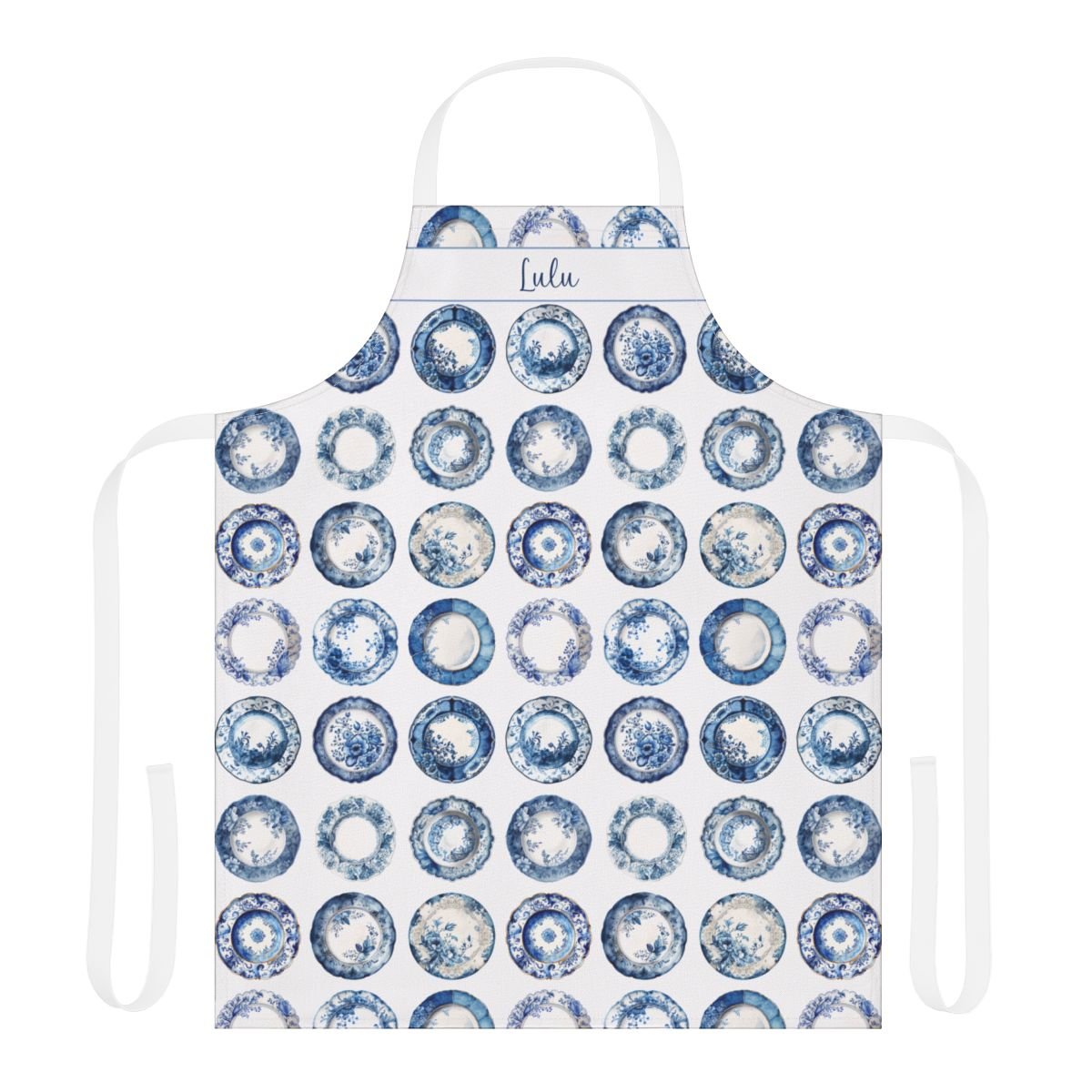 Blue Plates Apron with Personalisation - Hydrangea Lane Home