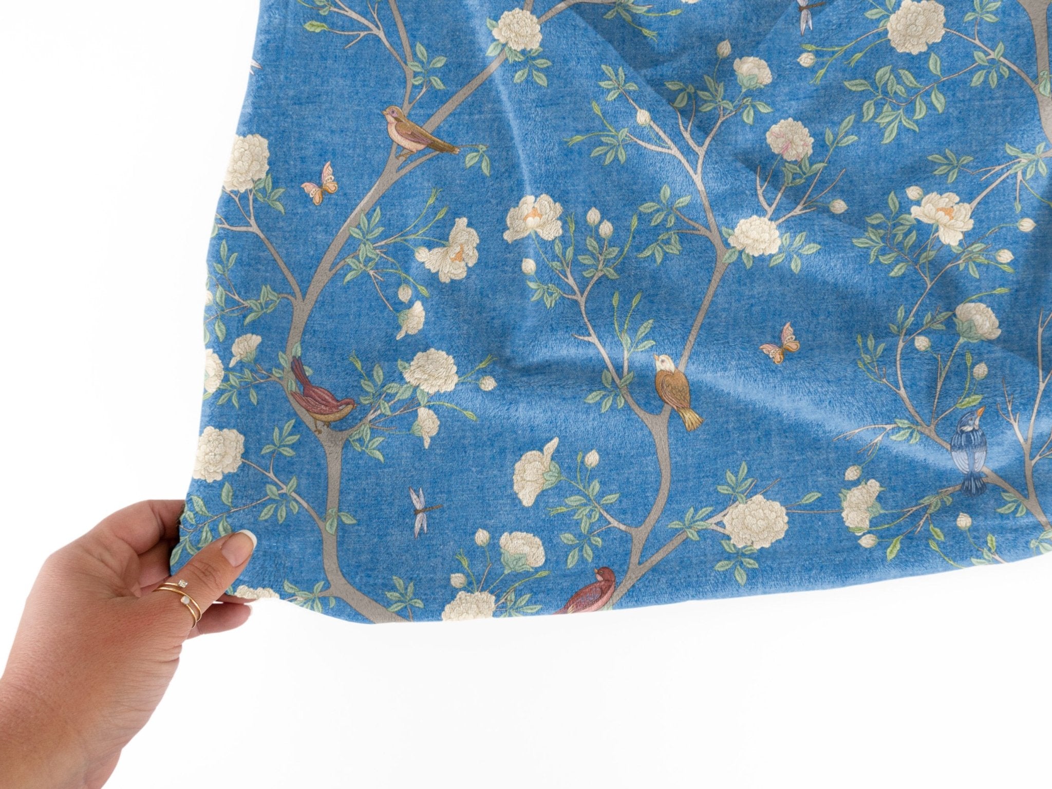 Camellia Garden Blue Soft Throw Fleece Blanket - Hydrangea Lane Home