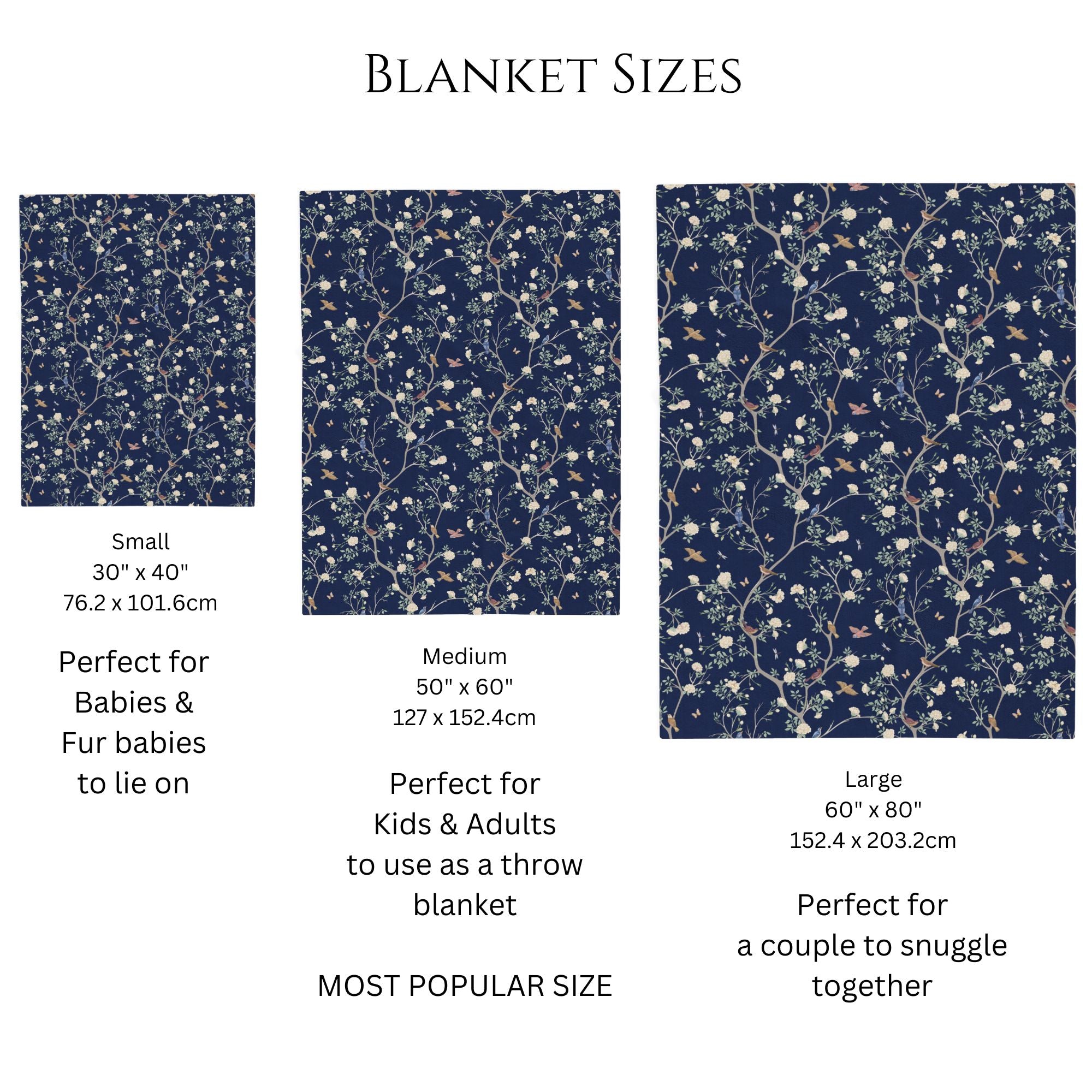 Camellia Garden Navy Soft Throw Fleece Blanket - Hydrangea Lane Home
