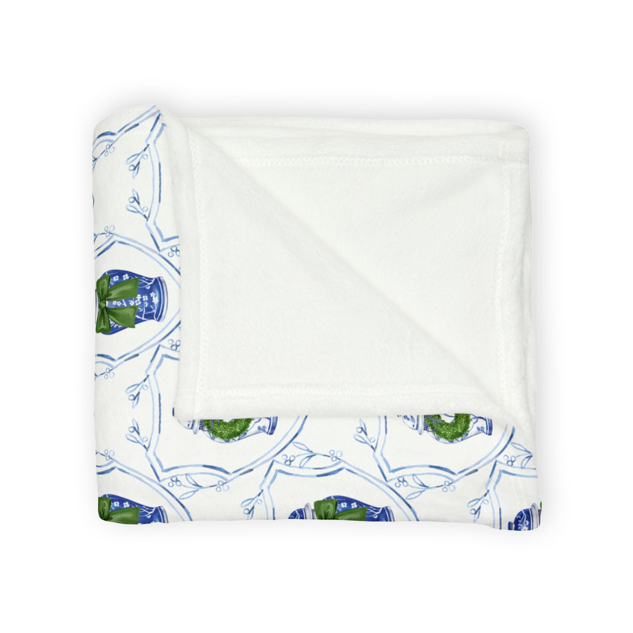 Chinoiserie Ginger Jar Monogrammed Blanket - Hydrangea Lane Home