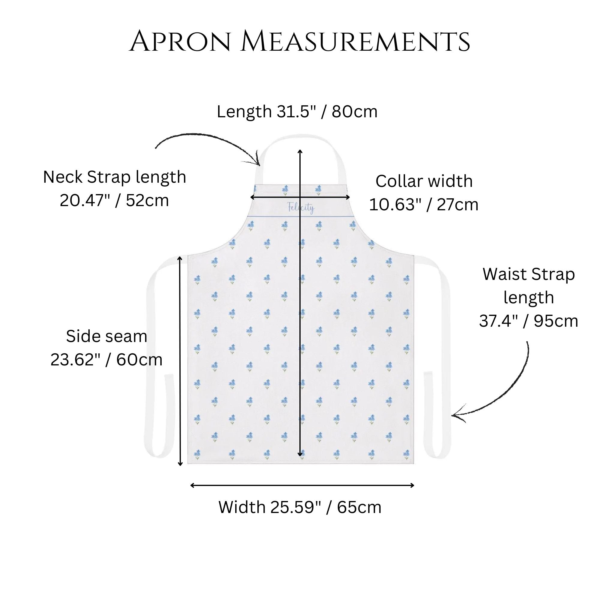 Forget Me Nots Apron with Personalisation - Hydrangea Lane Home