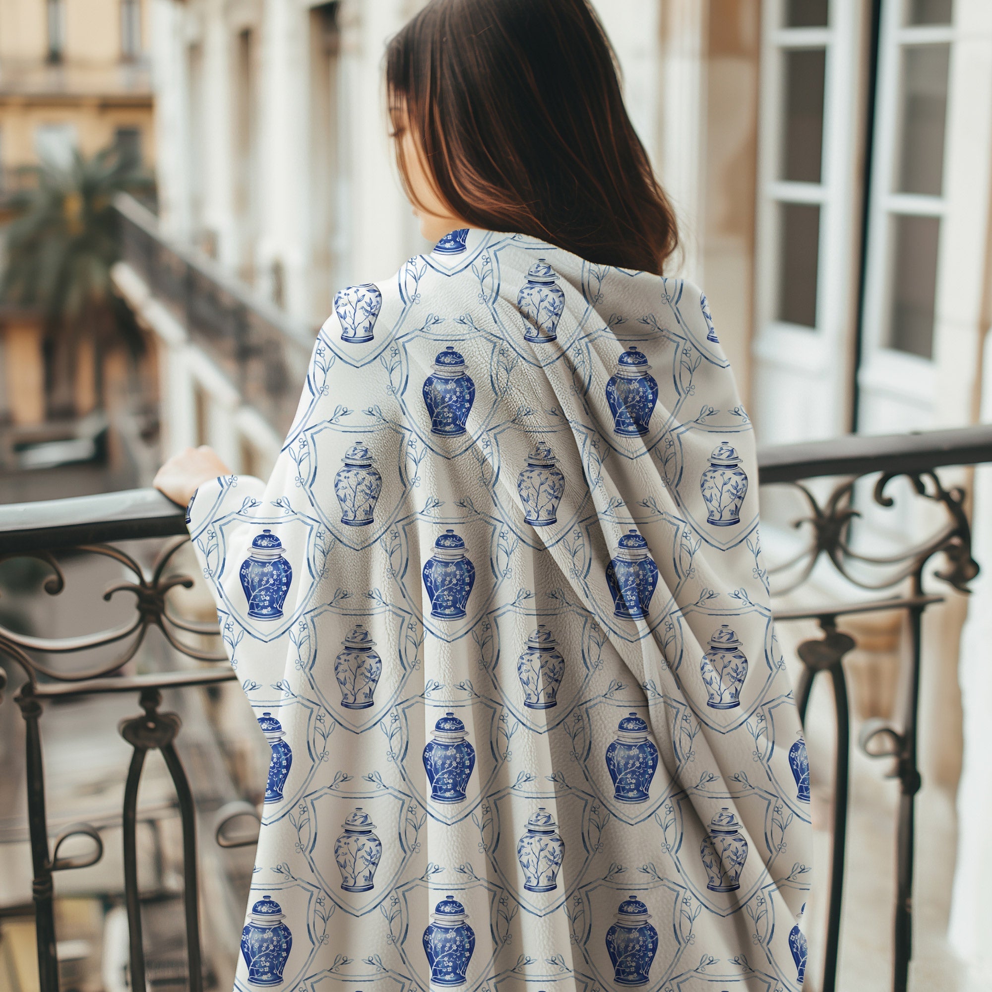 Ginger Jar Soft Fleece Throw Blanket - Hydrangea Lane Home