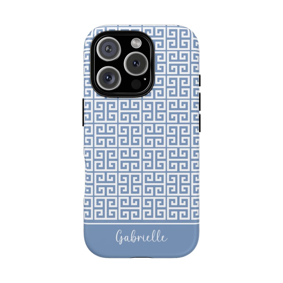 Greek Key Breeze Blue Tough iPhone Case - Hydrangea Lane Home