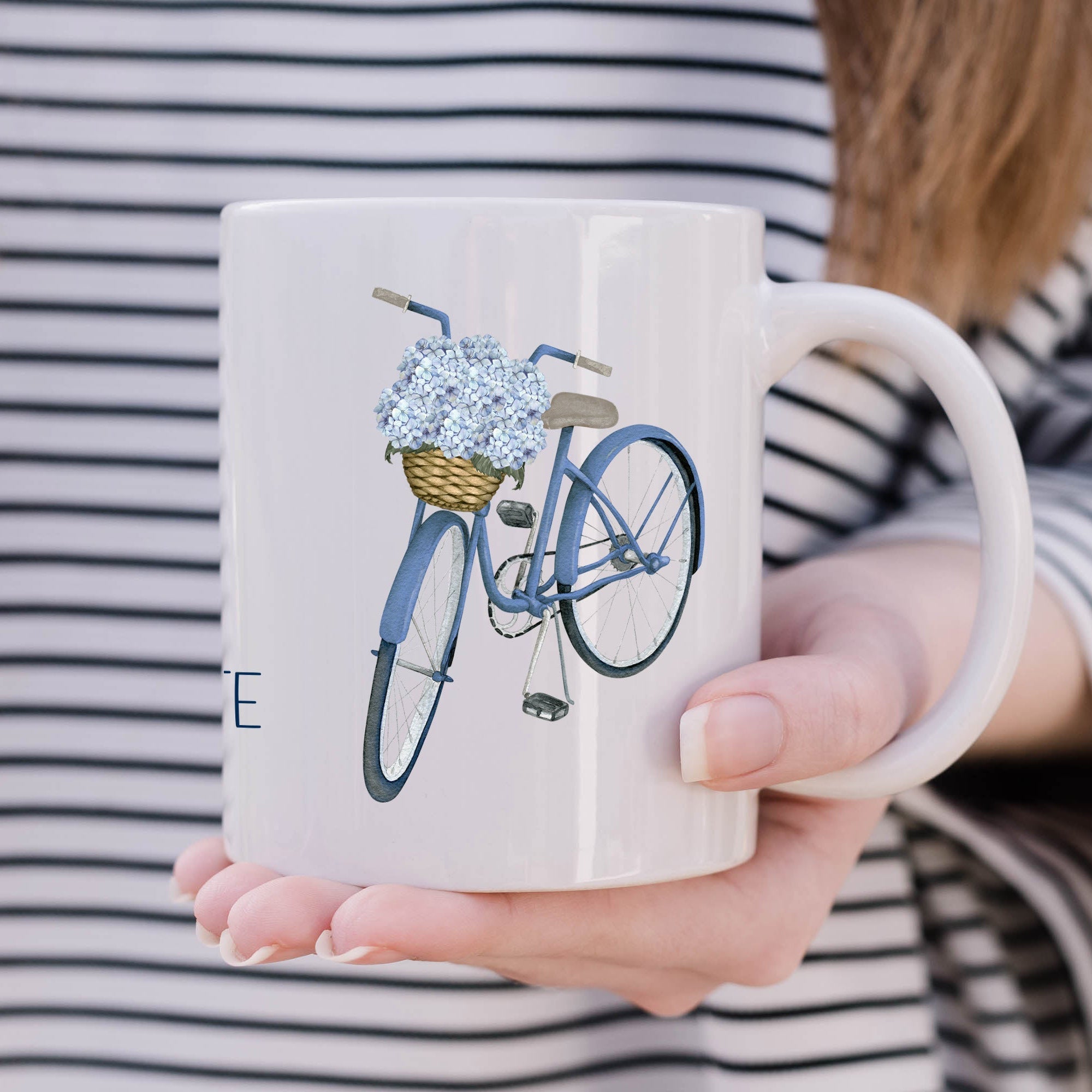 Hamptons Hydrangea Bicycle Ceramic Mug - Hydrangea Lane Home