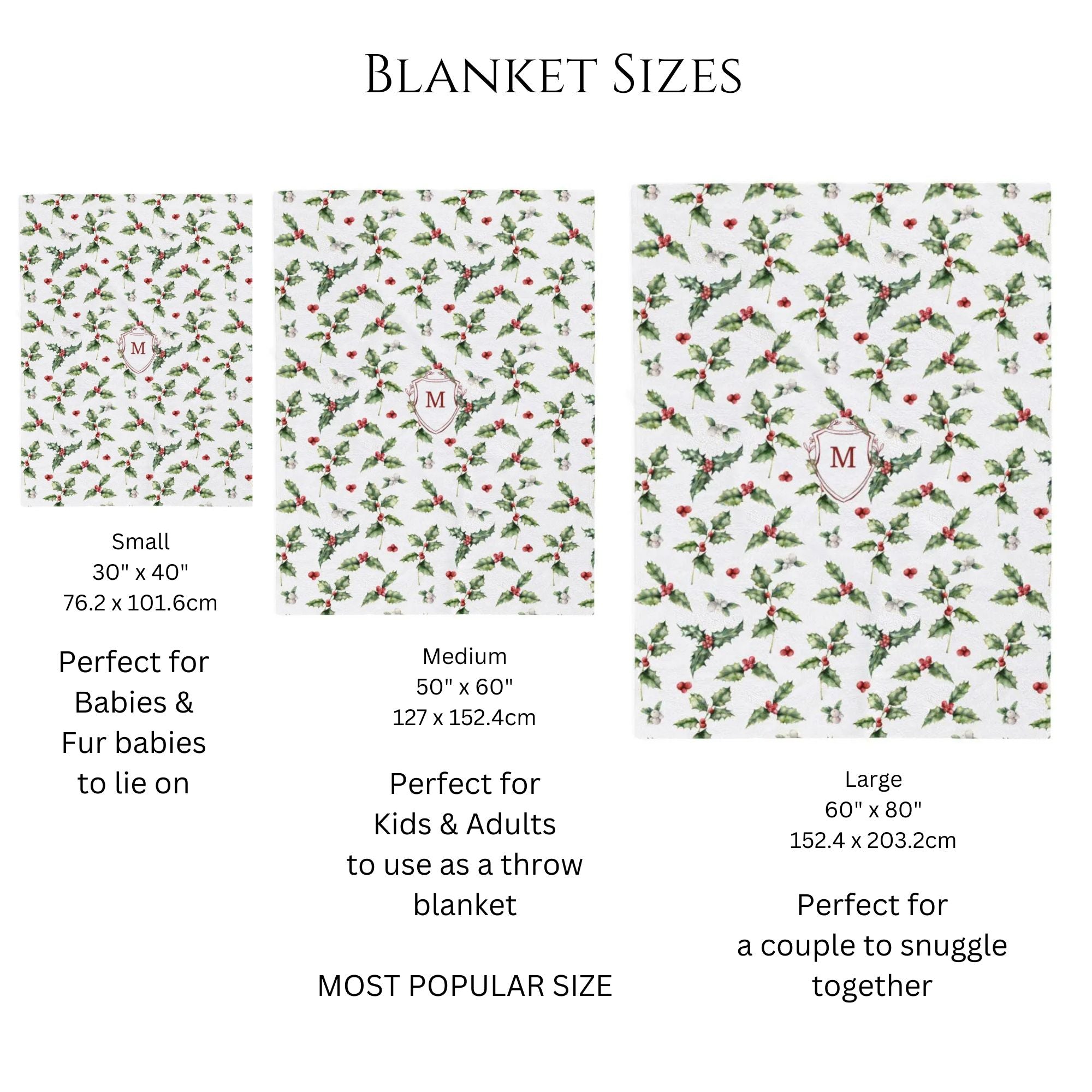 Holly Monogrammed Christmas Blanket - Hydrangea Lane Home