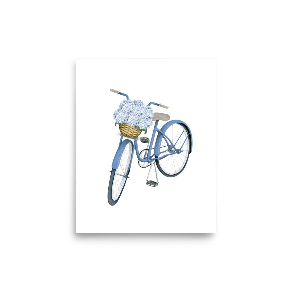 Hydrangea Bicycle Basket Art Print - Hydrangea Lane Home