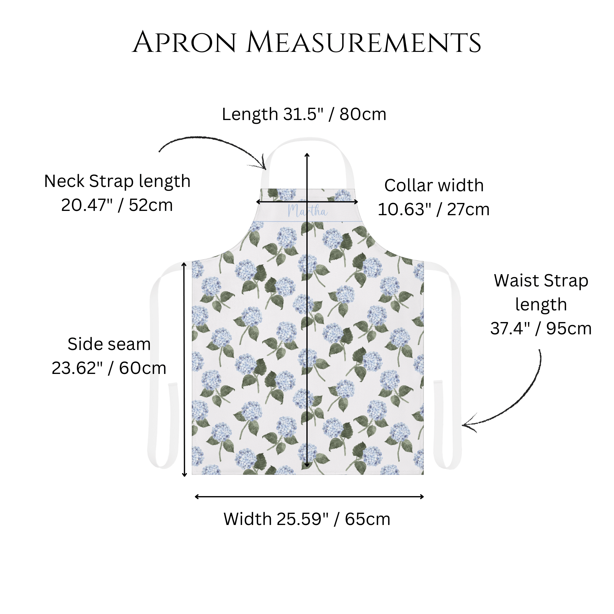 Hydrangea Bloom Blue Apron with Personalisation - Hydrangea Lane Home