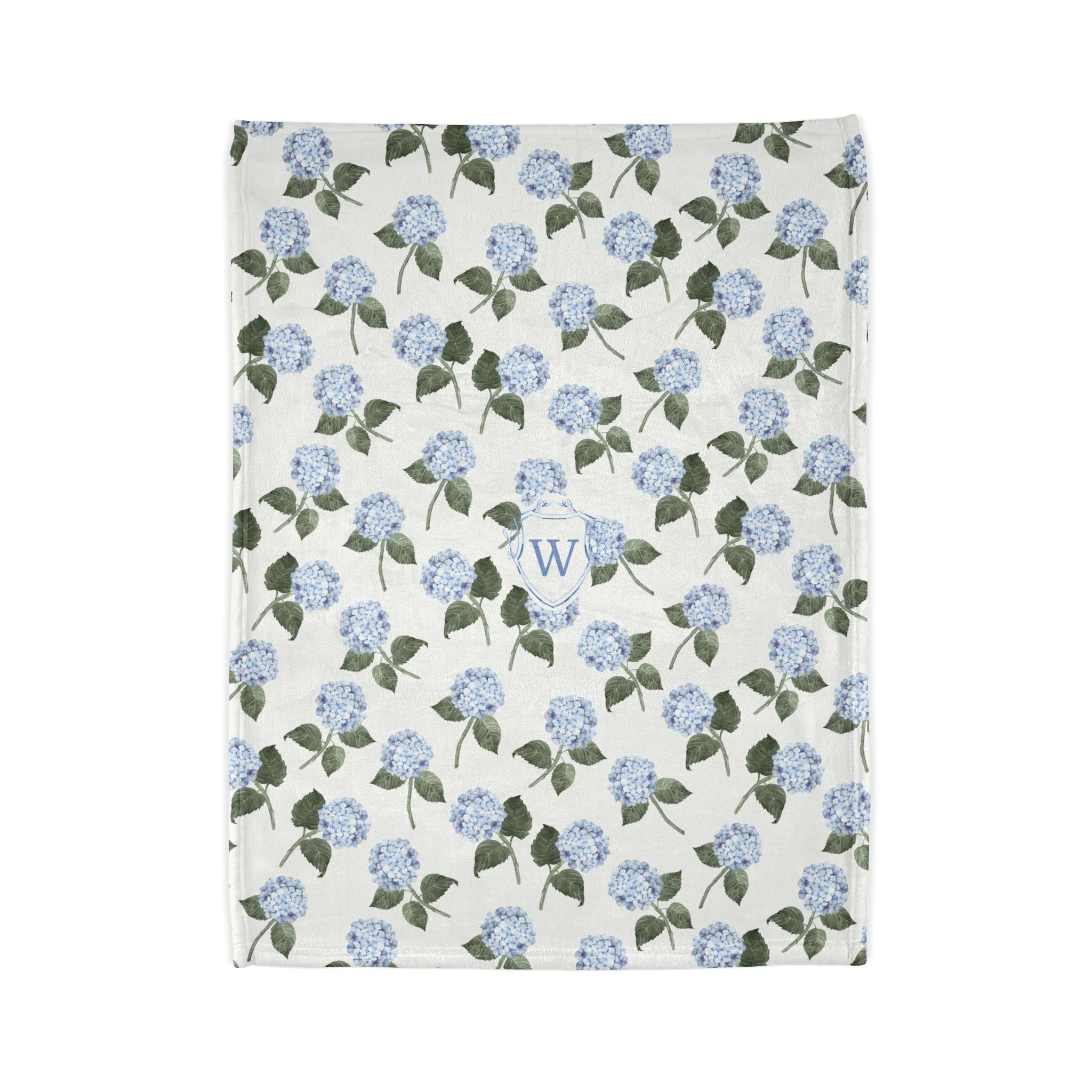 Hydrangea Bloom Blue Monogrammed Blanket - Hydrangea Lane Home