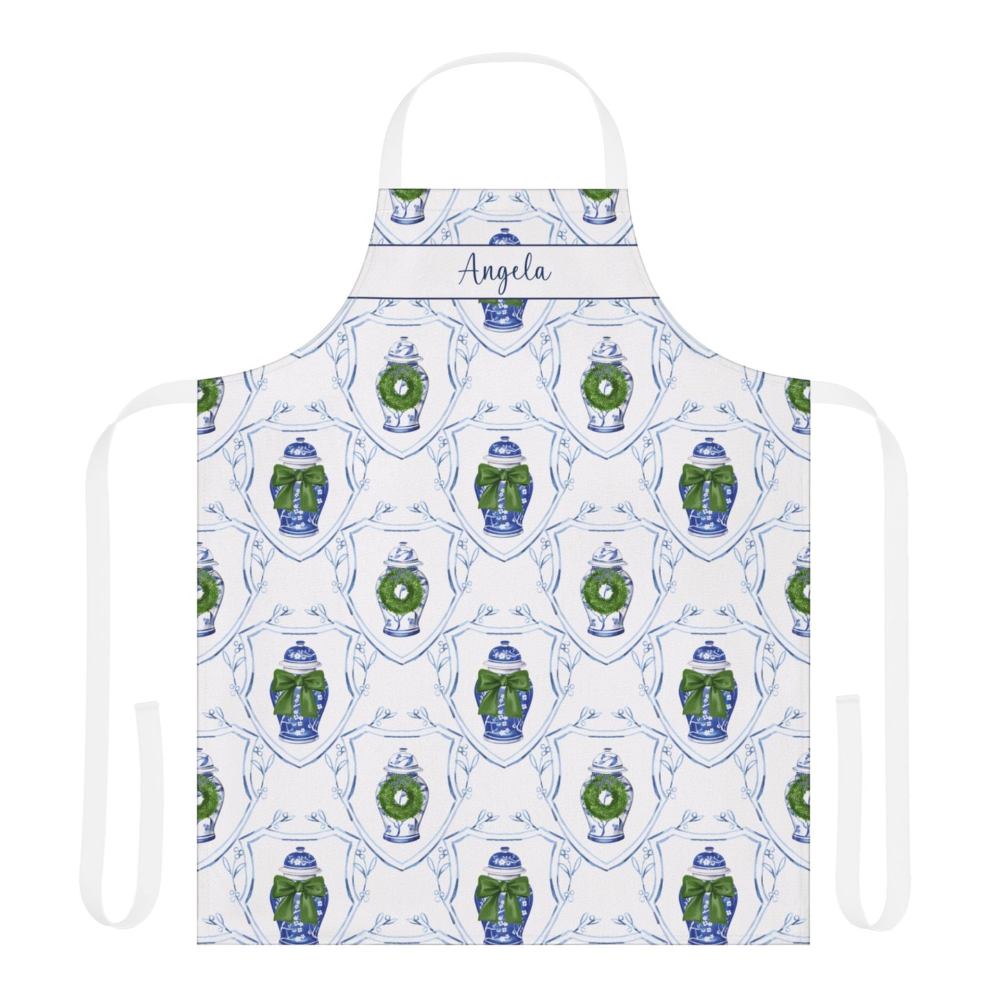 Personalized Chinoiserie Ginger Jar Christmas Apron - Hydrangea Lane Home