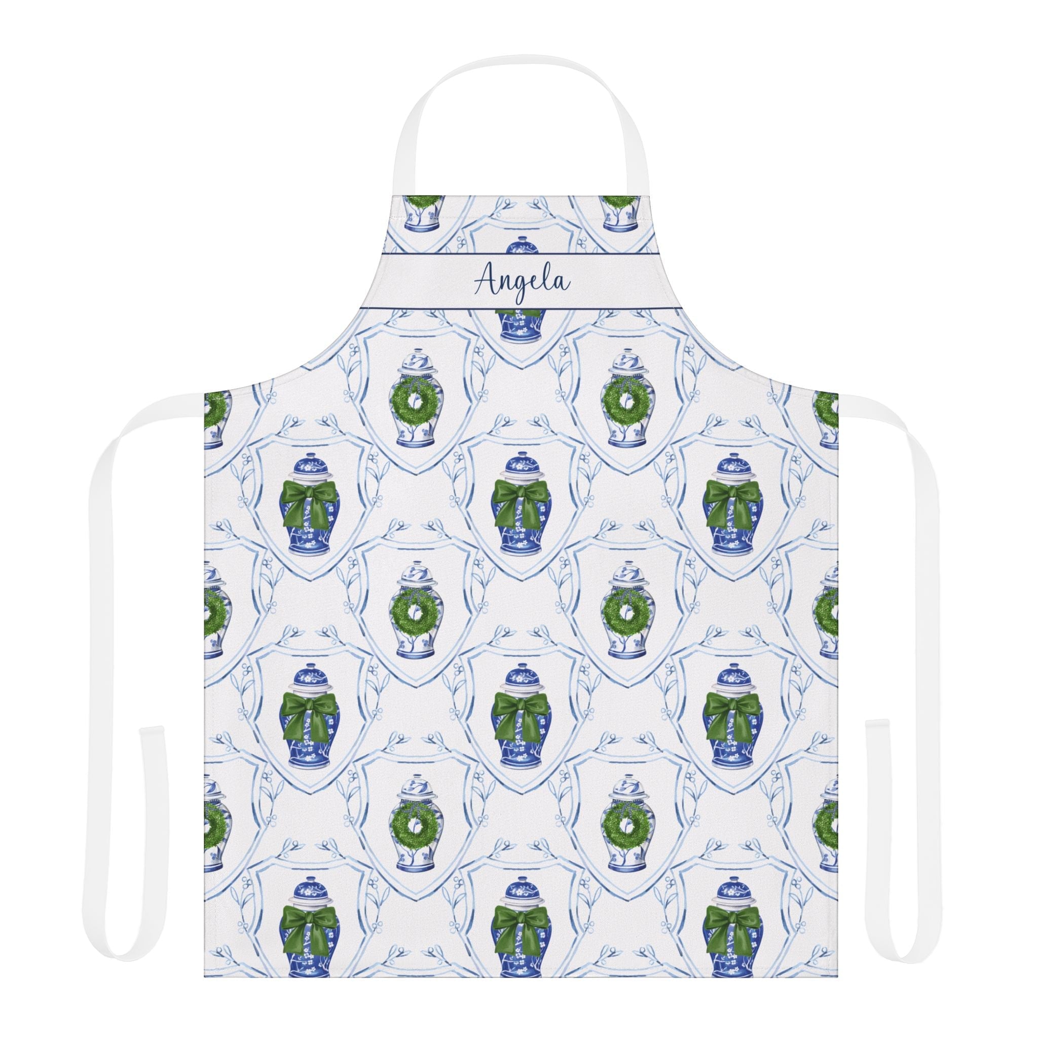 Personalized Chinoiserie Ginger Jar Christmas Apron - Hydrangea Lane Home