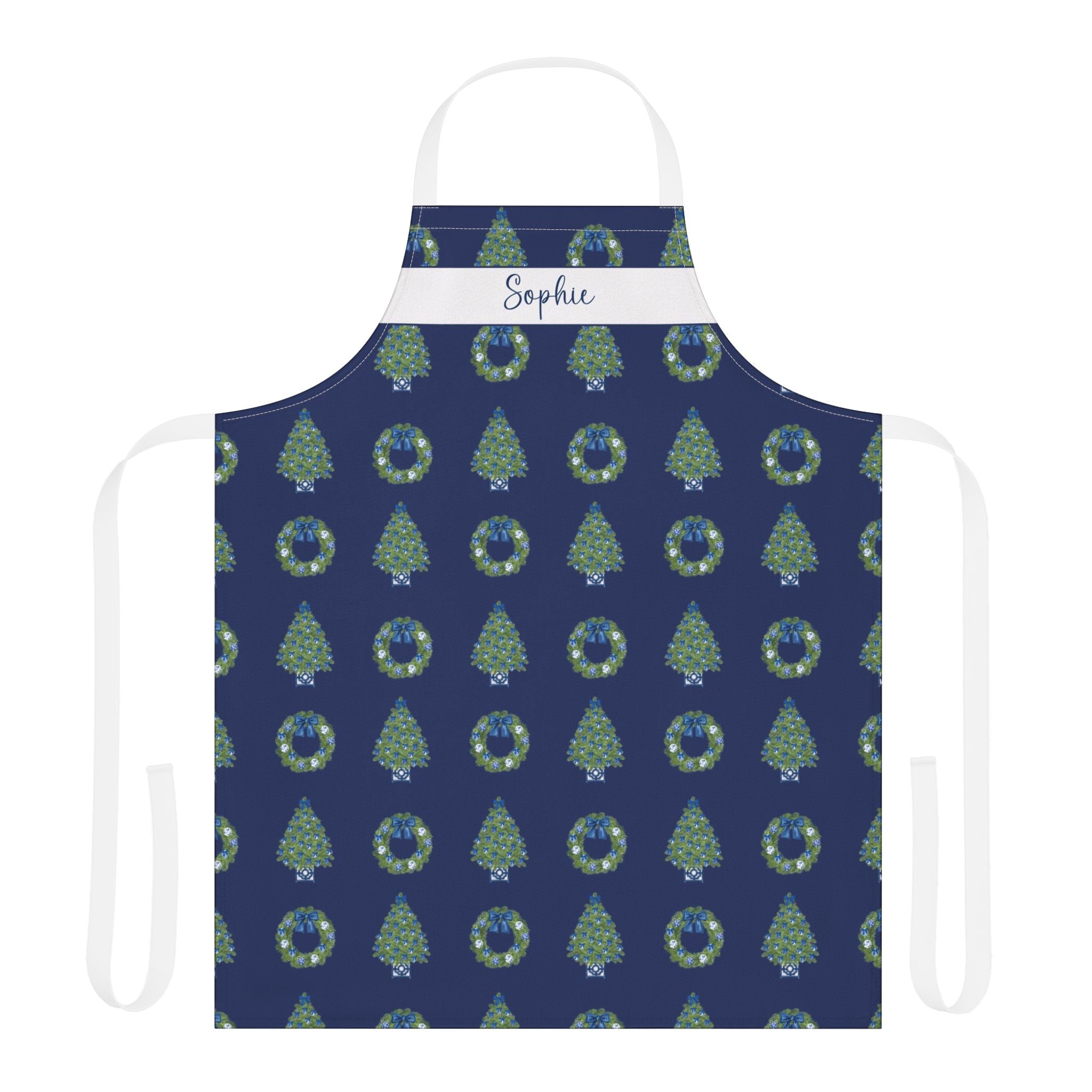 Personalized Chinoiserie NavyChristmas Apron - Hydrangea Lane Home