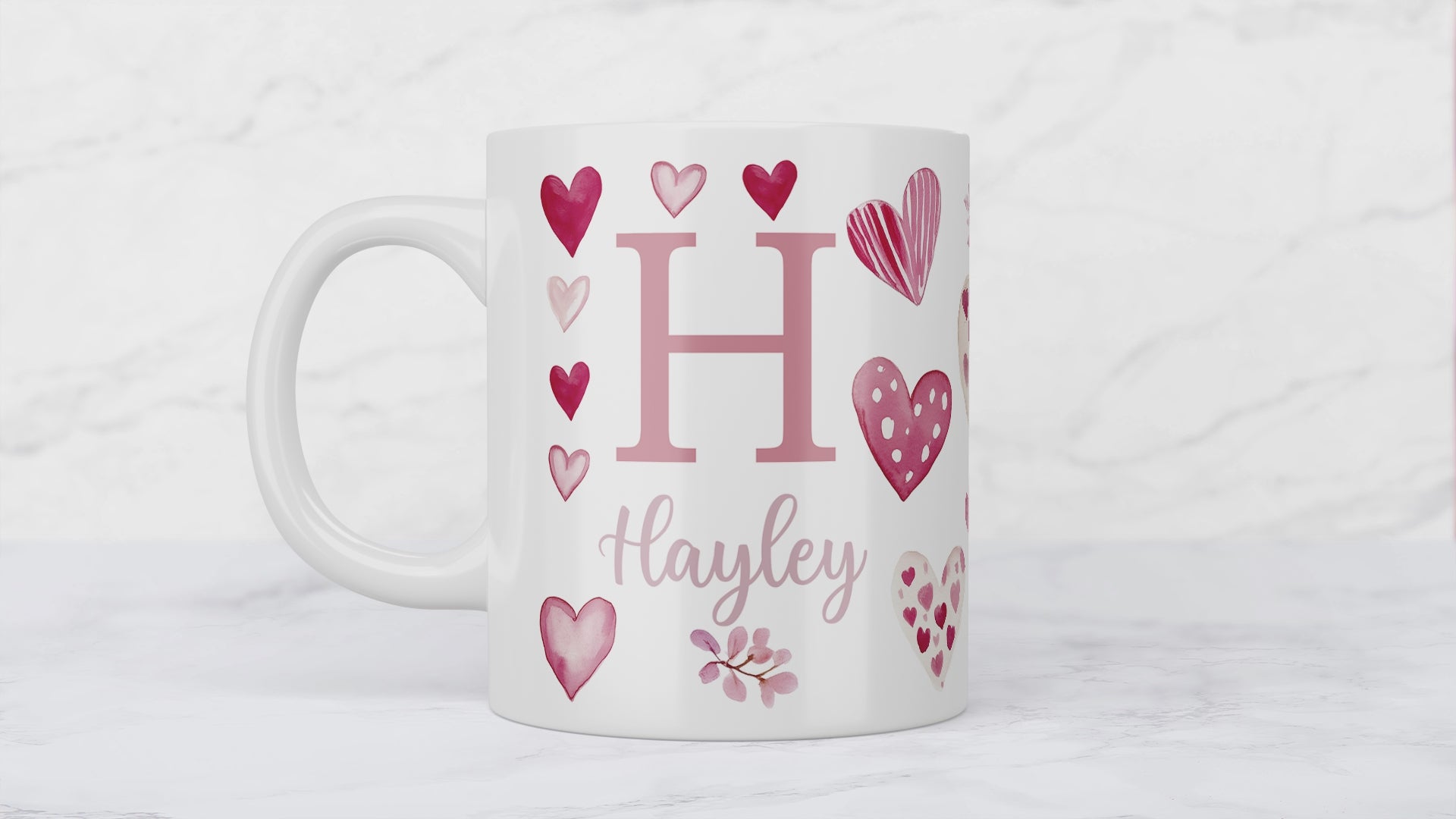 Pink Hearts Ceramic Mug