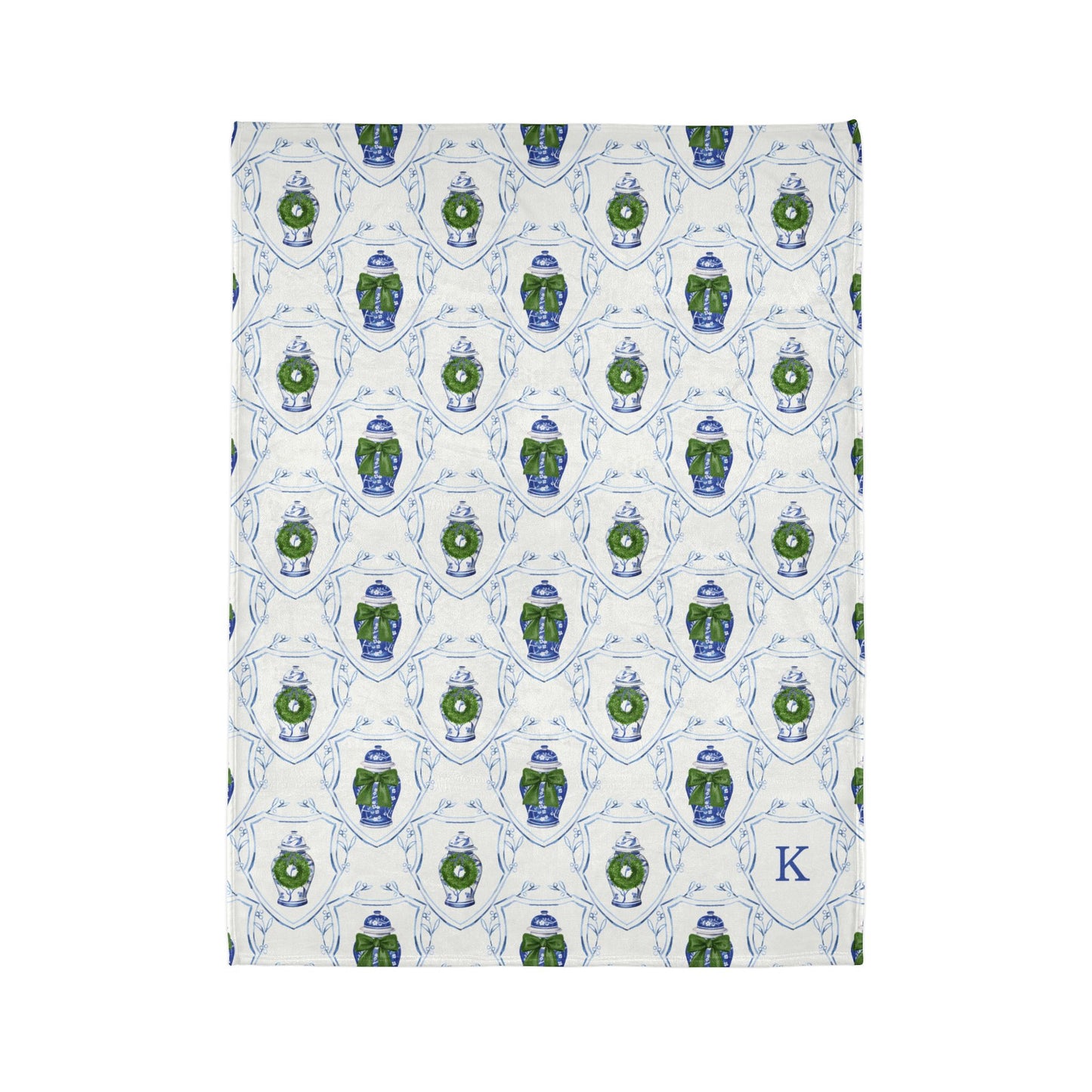Chinoiserie Ginger Jar Monogrammed Blanket