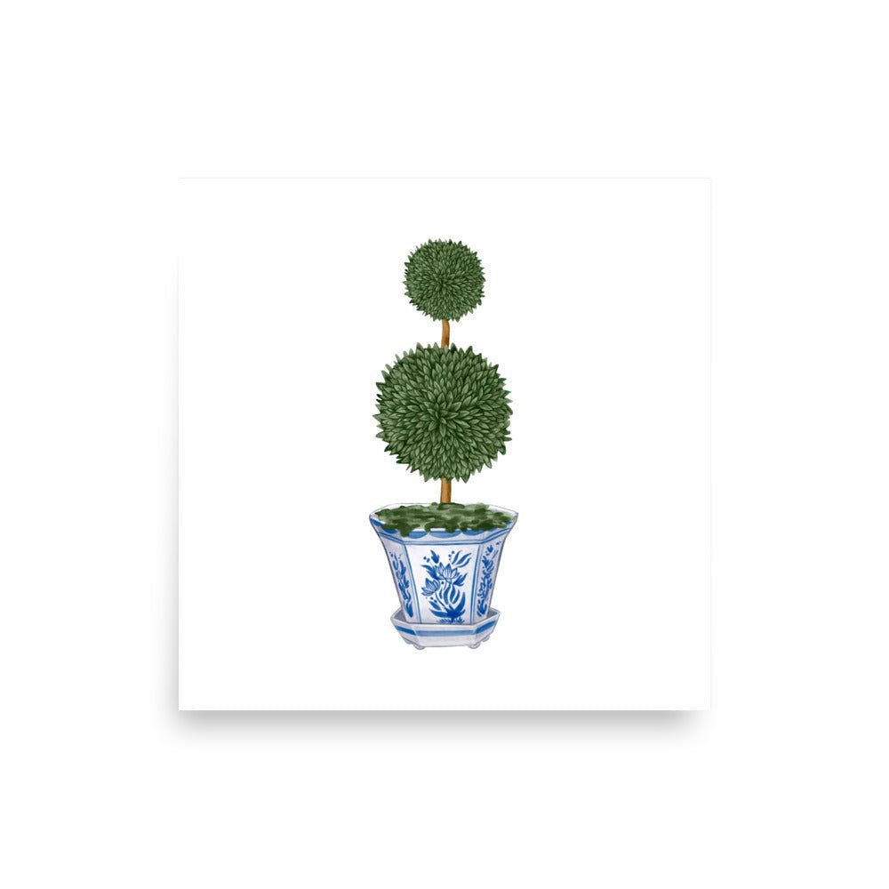 Topiary Tree Chinoiserie Art Print - Double Topiary - Hydrangea Lane Home