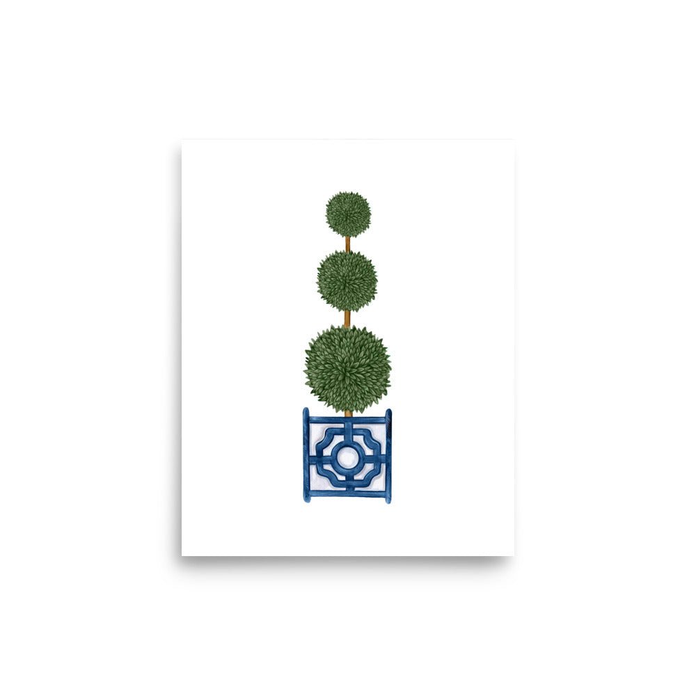 Topiary Tree Chinoiserie Art Print - Triple Topiary - Hydrangea Lane Home