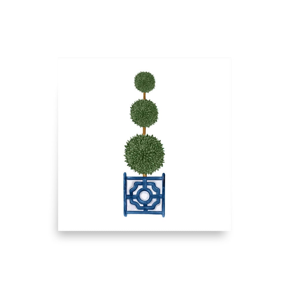Topiary Tree Chinoiserie Art Print - Triple Topiary - Hydrangea Lane Home