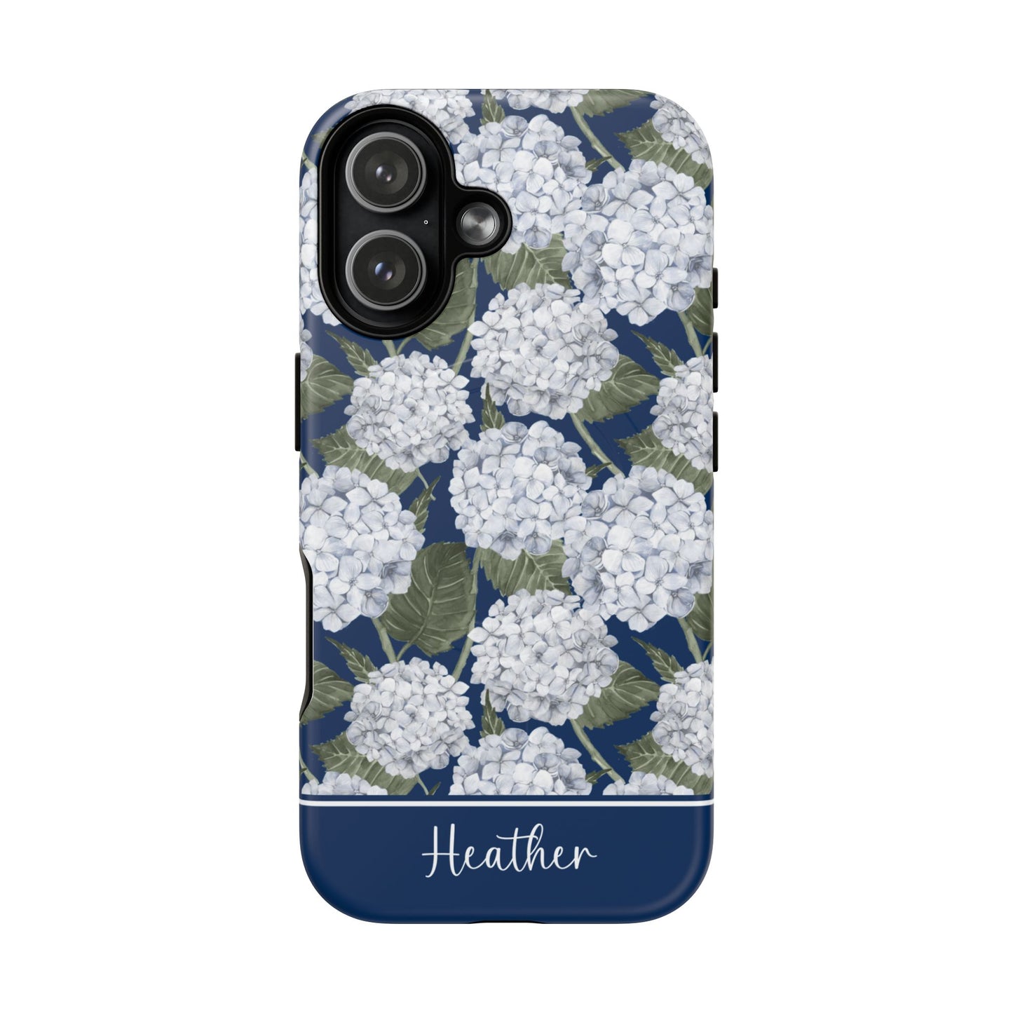 Hydrangea Garden Navy MagSafe Tough iPhone Case