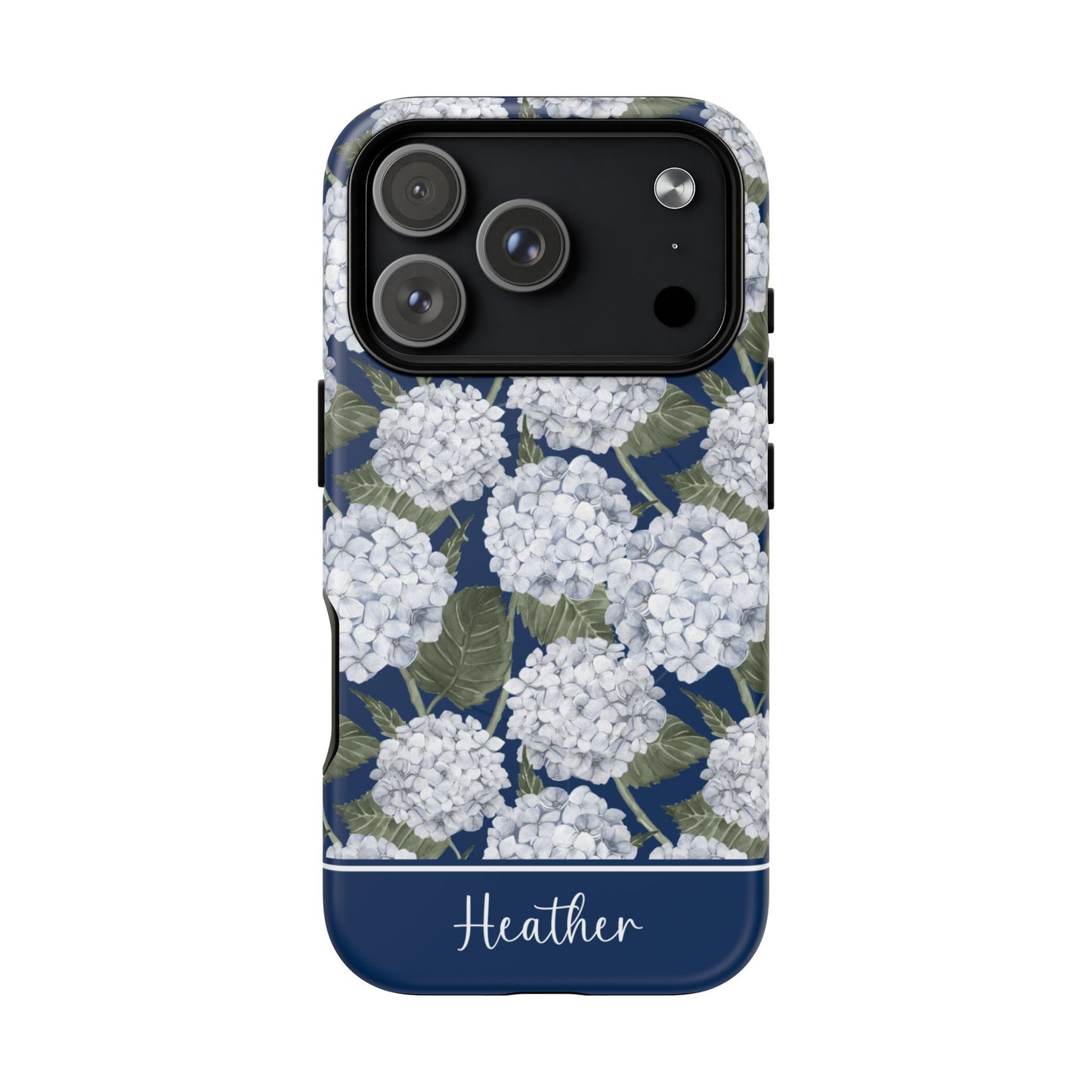 Hydrangea Garden Navy MagSafe Tough iPhone Case