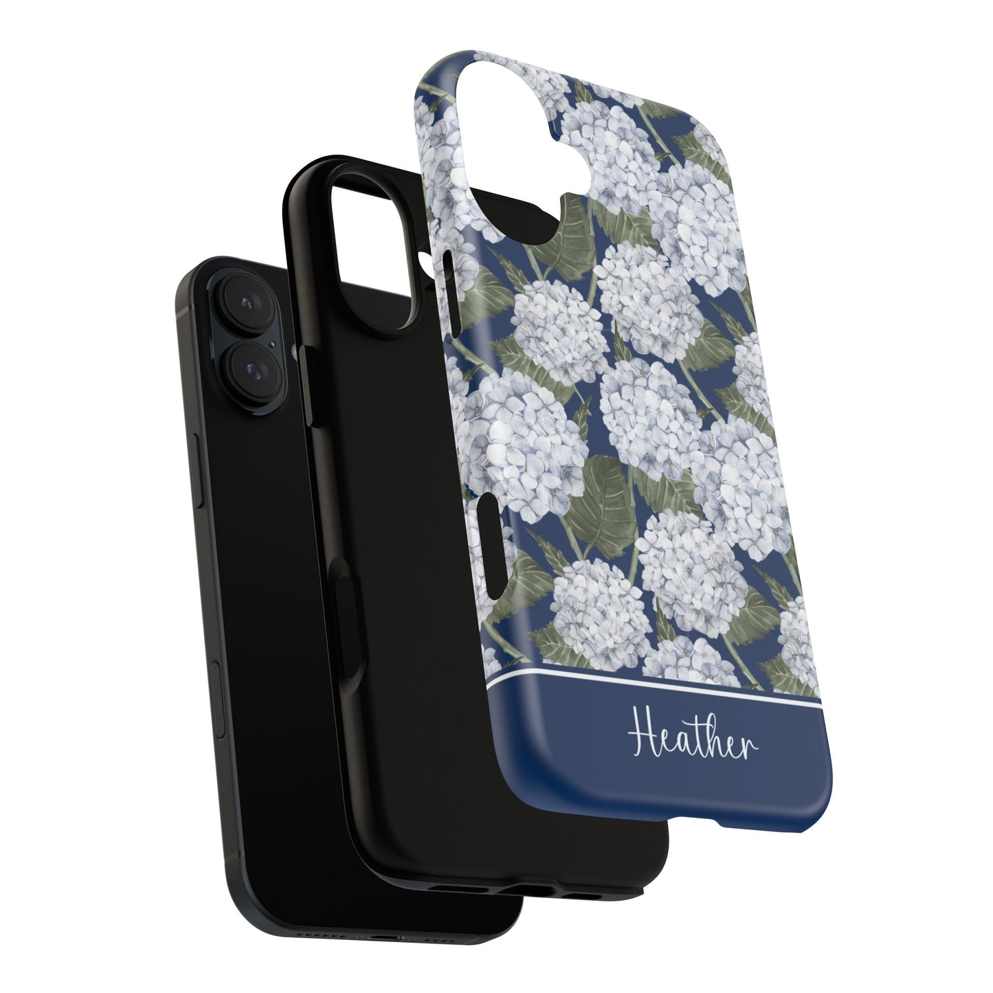 Hydrangea Garden Navy MagSafe Tough iPhone Case