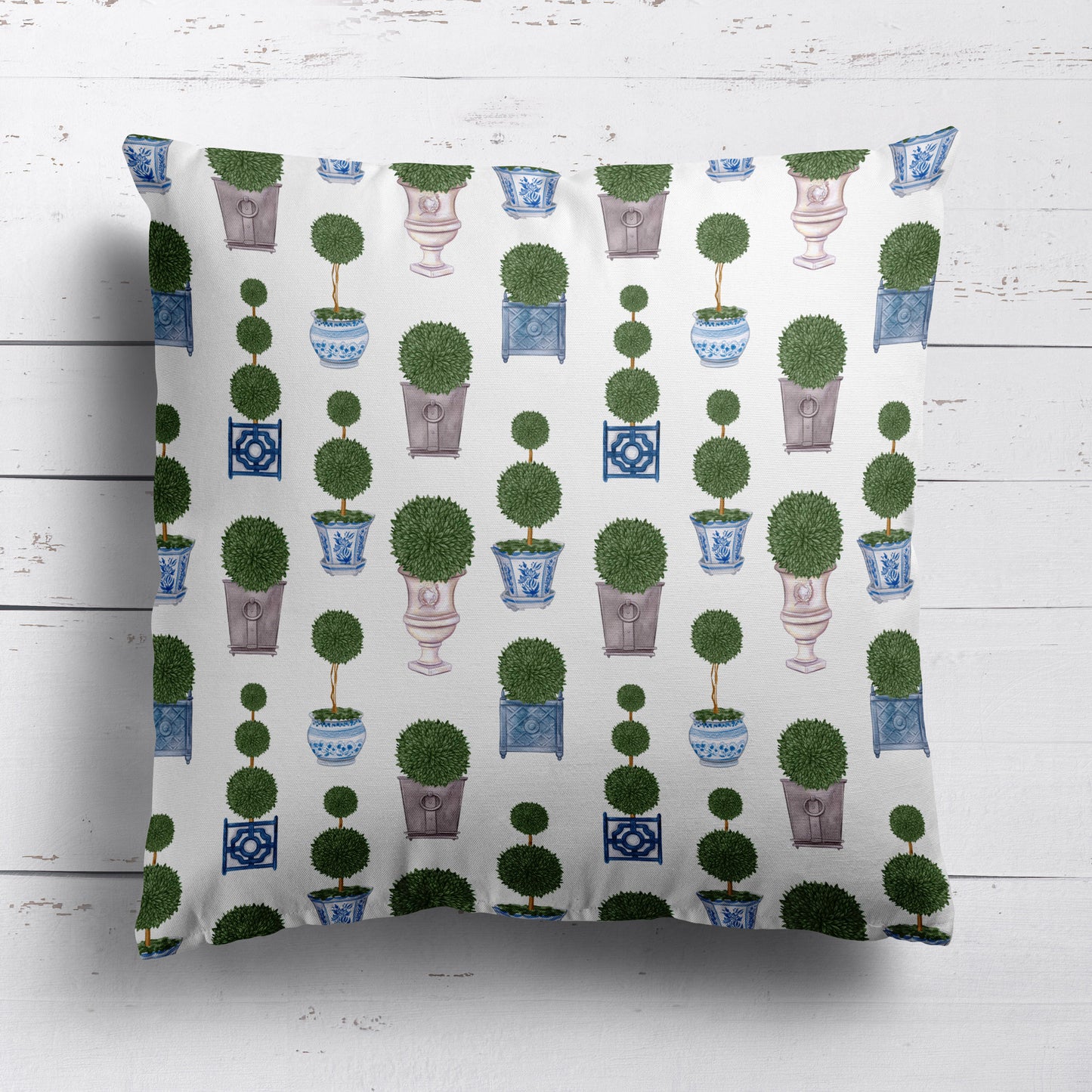 Topiary Tree printed cotton linen cushion