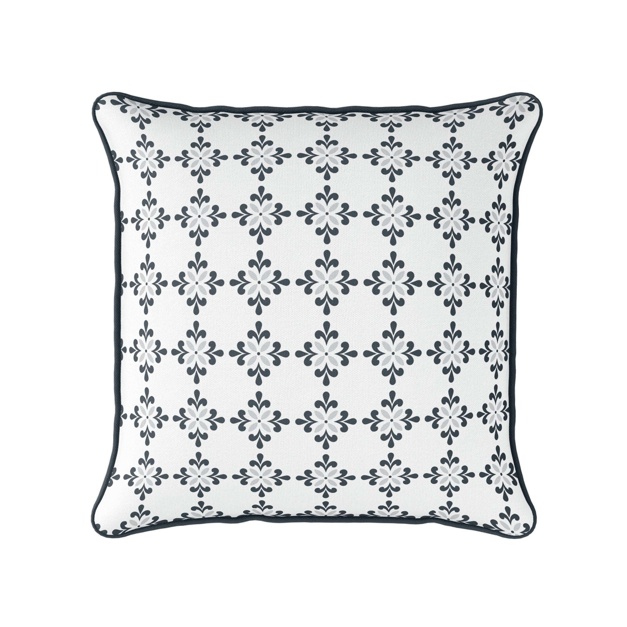 Amalfi Flower Cushion- Blues and Neutrals - Hydrangea Lane Home