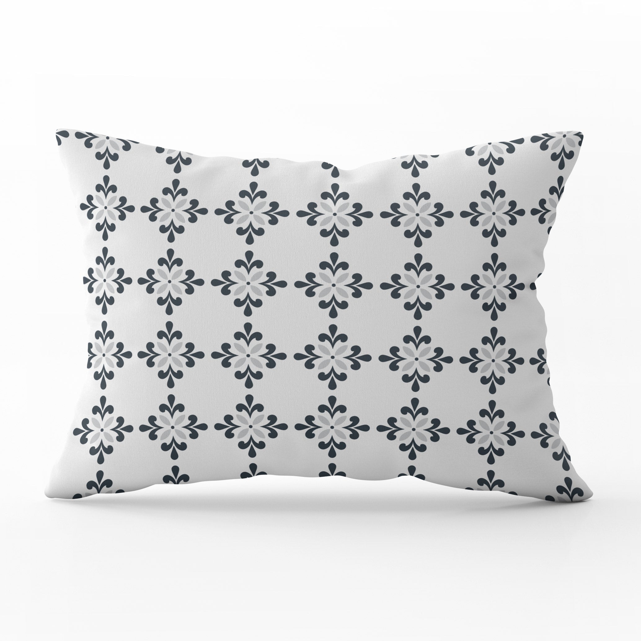 Amalfi Flower Cushion- Blues and Neutrals - Hydrangea Lane Home