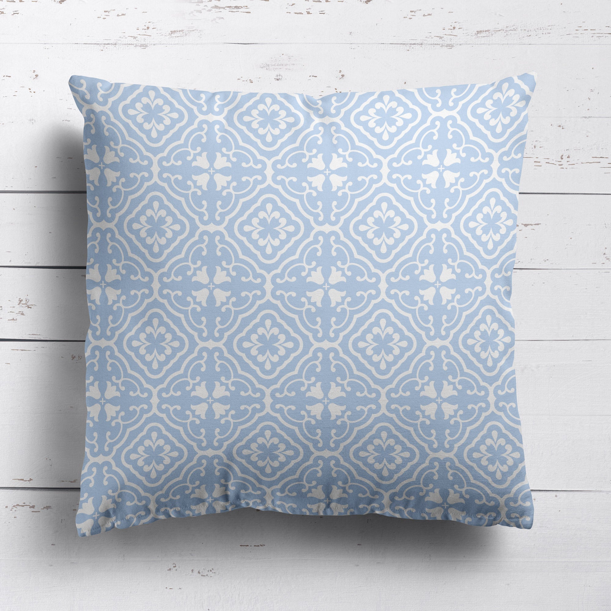 Amalfi Tulip Scroll Cushion - Blues - Hydrangea Lane Home