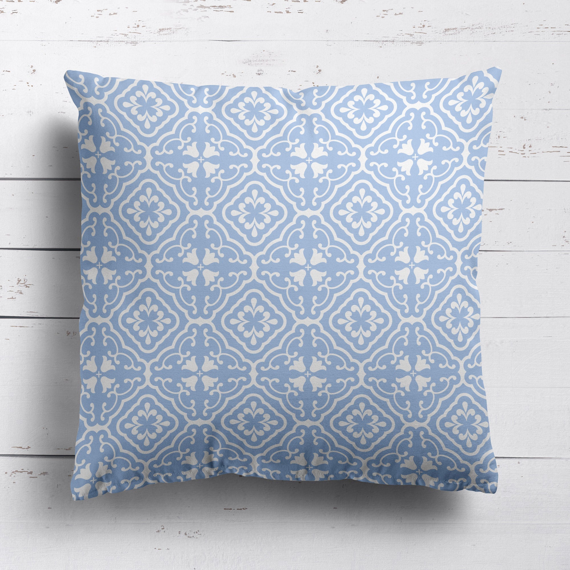 Amalfi Tulip Scroll Cushion - Blues - Hydrangea Lane Home