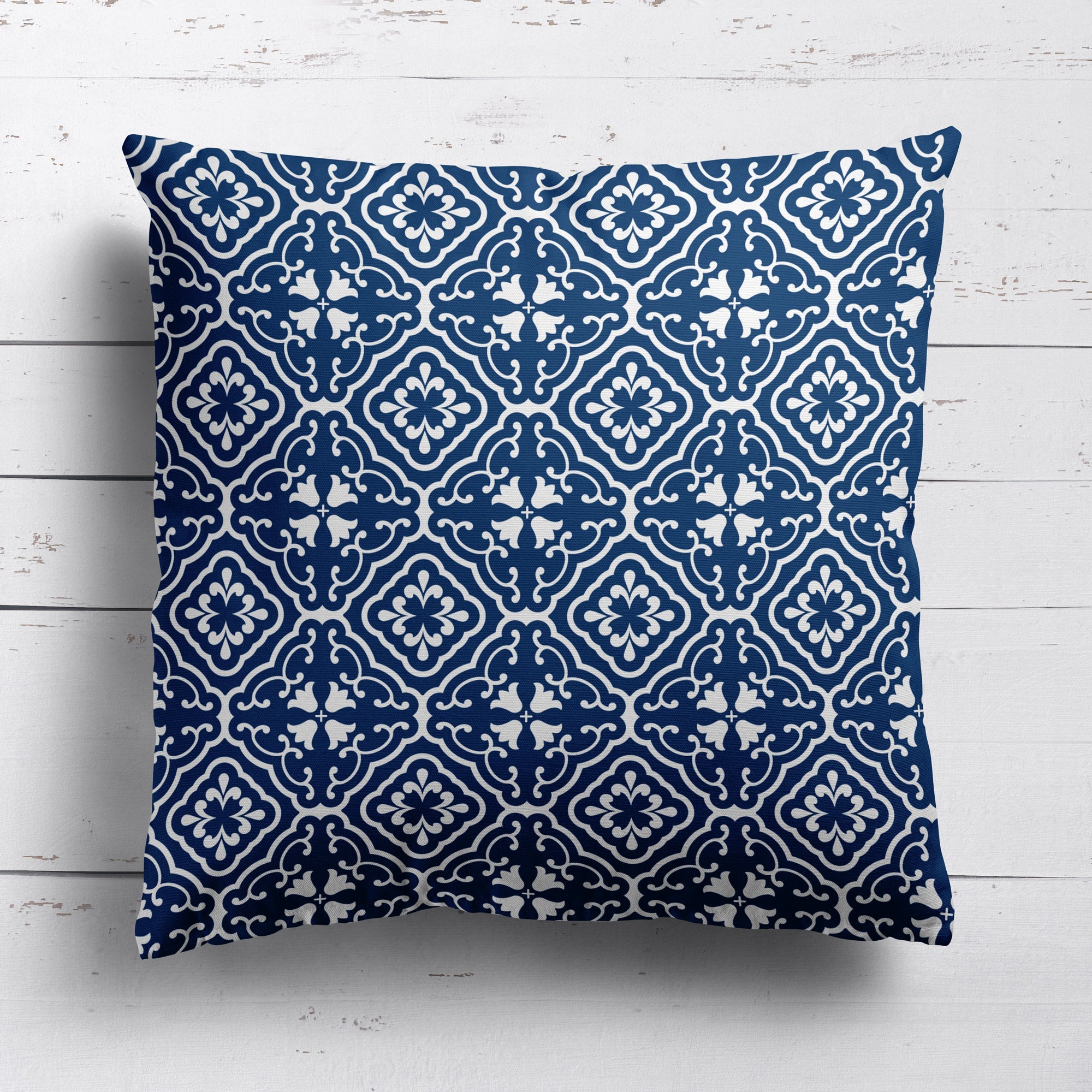 Amalfi Tulip Scroll Cushion - Blues - Hydrangea Lane Home
