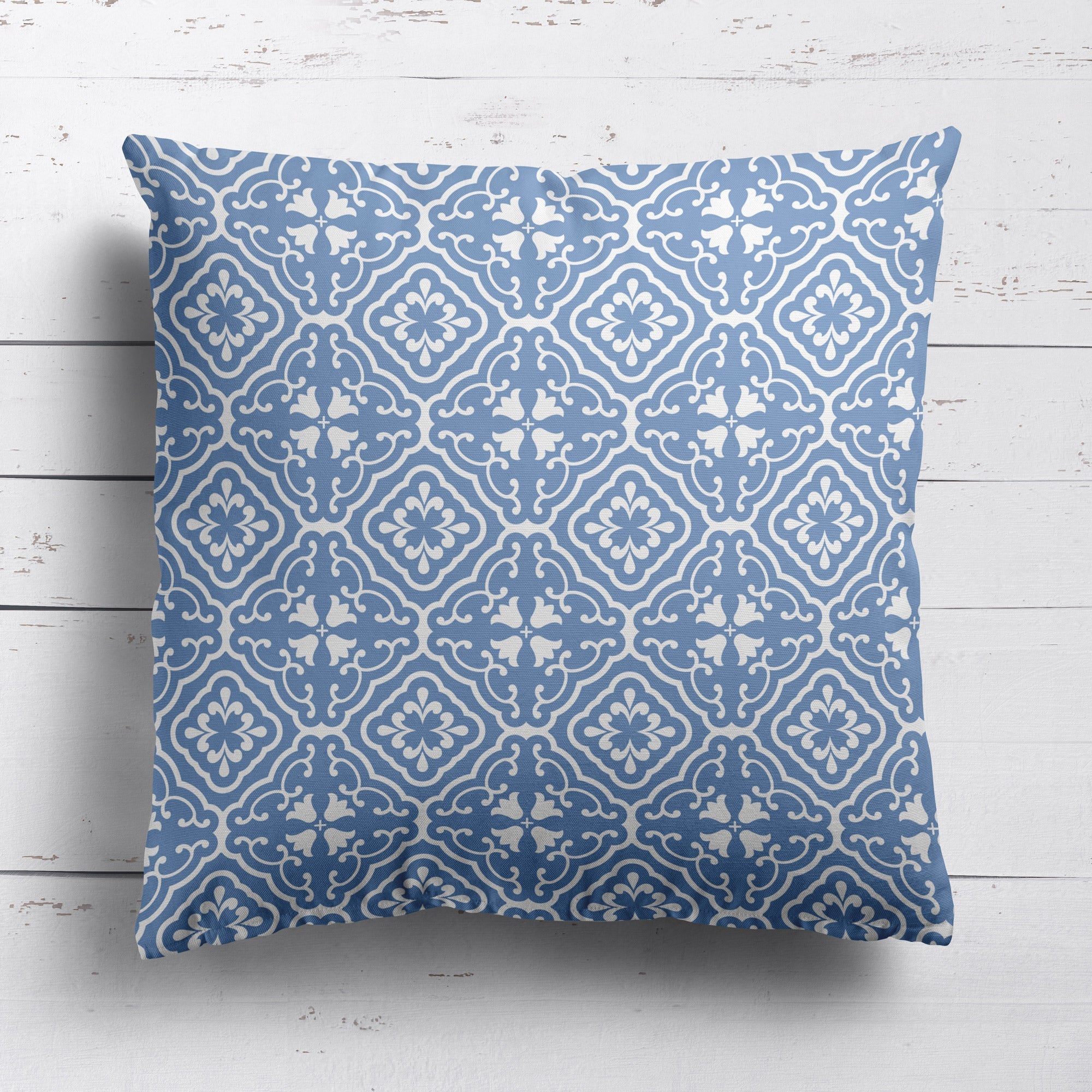 Amalfi Tulip Scroll Cushion - Blues - Hydrangea Lane Home