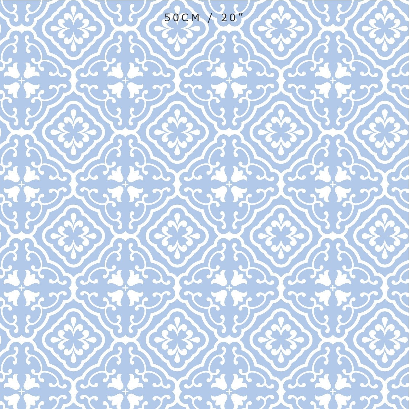 Amalfi Tulip Scroll Fabric - Cornflower - Hydrangea Lane Home