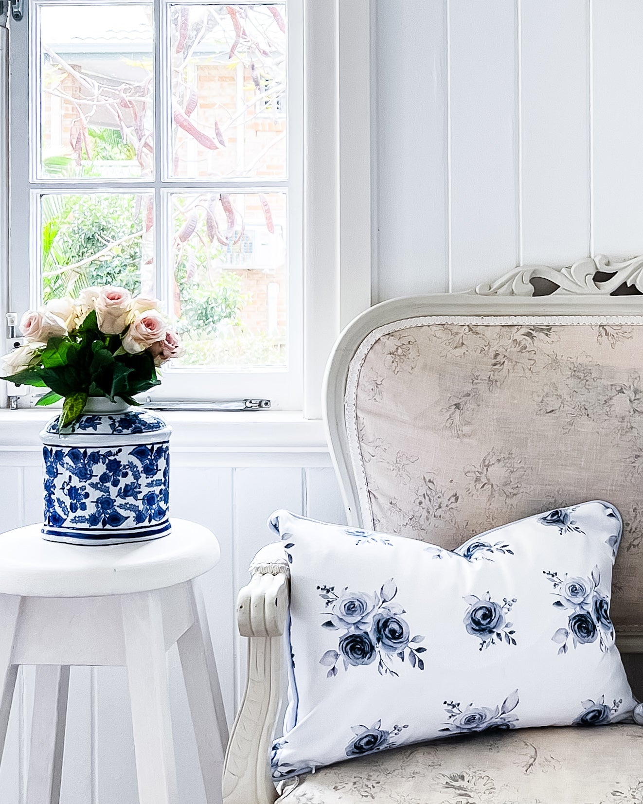 Blue Roses Adelaide Cushion - Hydrangea Lane Home
