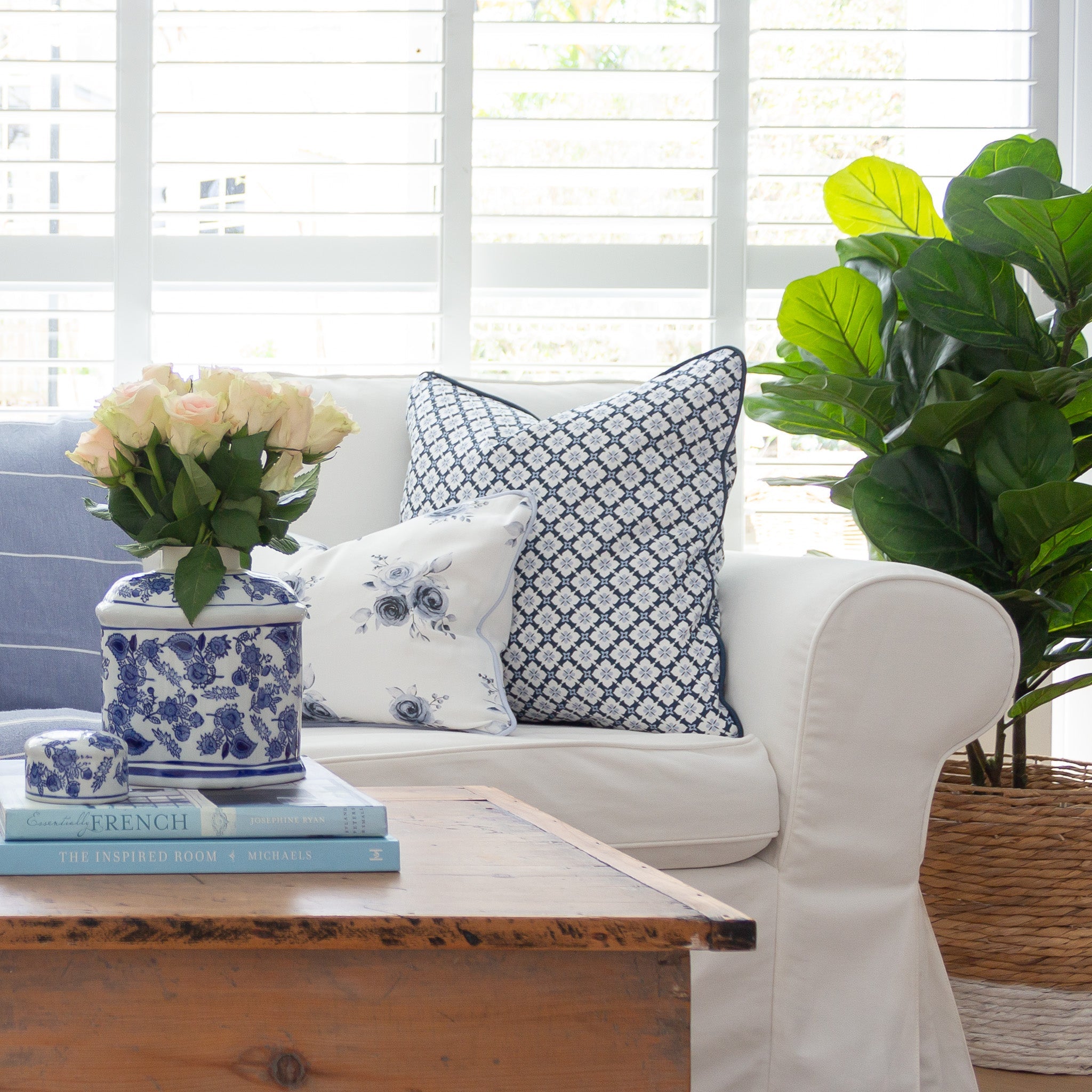 Blue Roses Adelaide Cushion - Hydrangea Lane Home