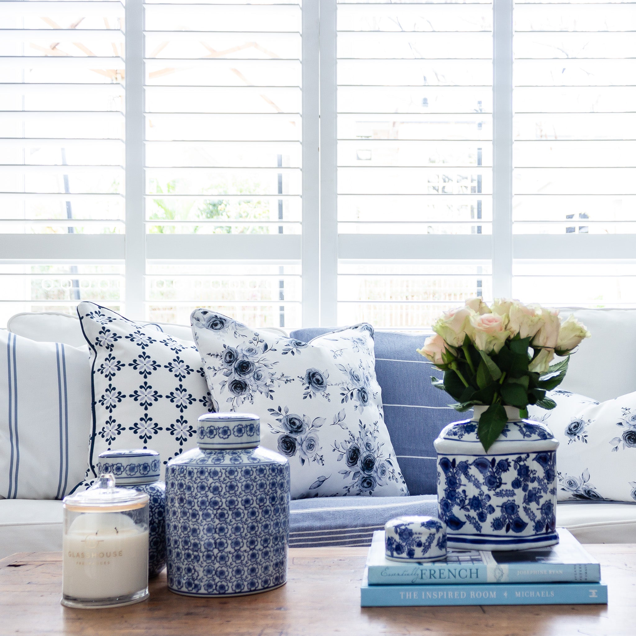 Blue Roses Adele Cushion - Hydrangea Lane Home