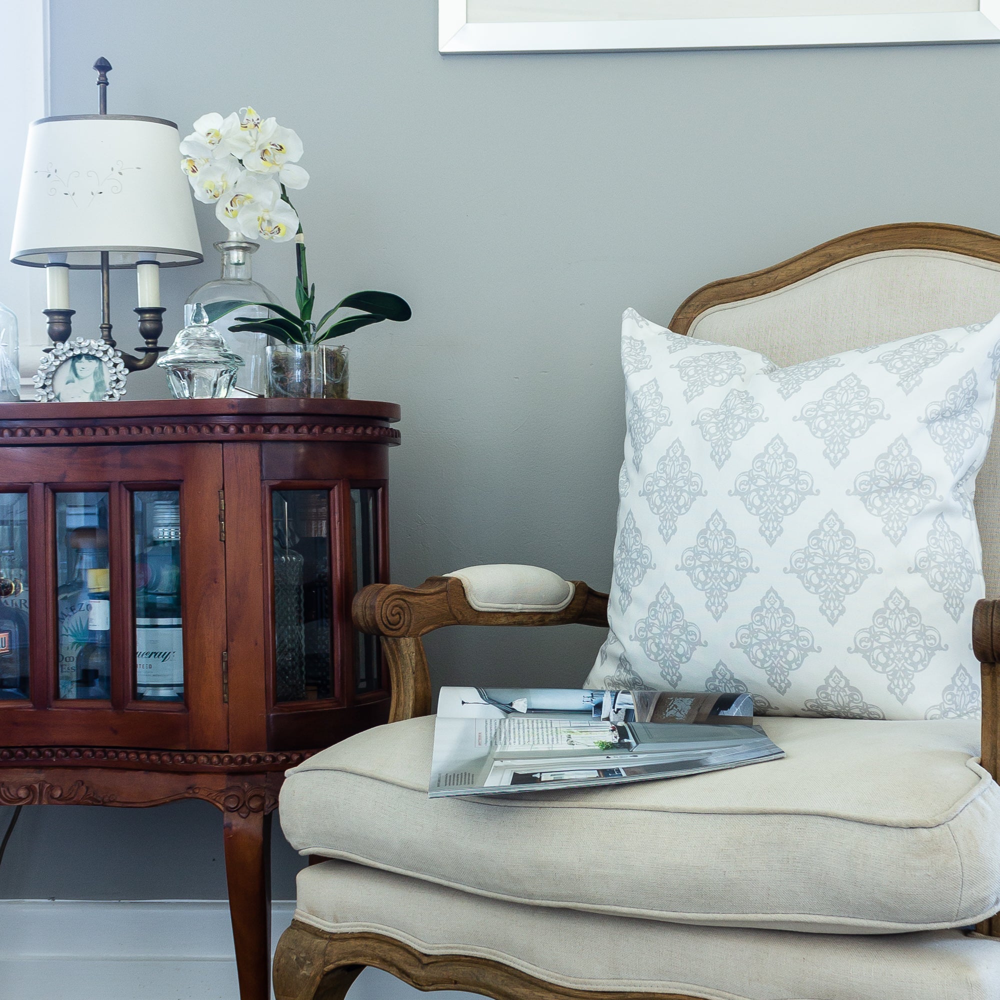 Damask Cushion - Neutrals - Hydrangea Lane Home