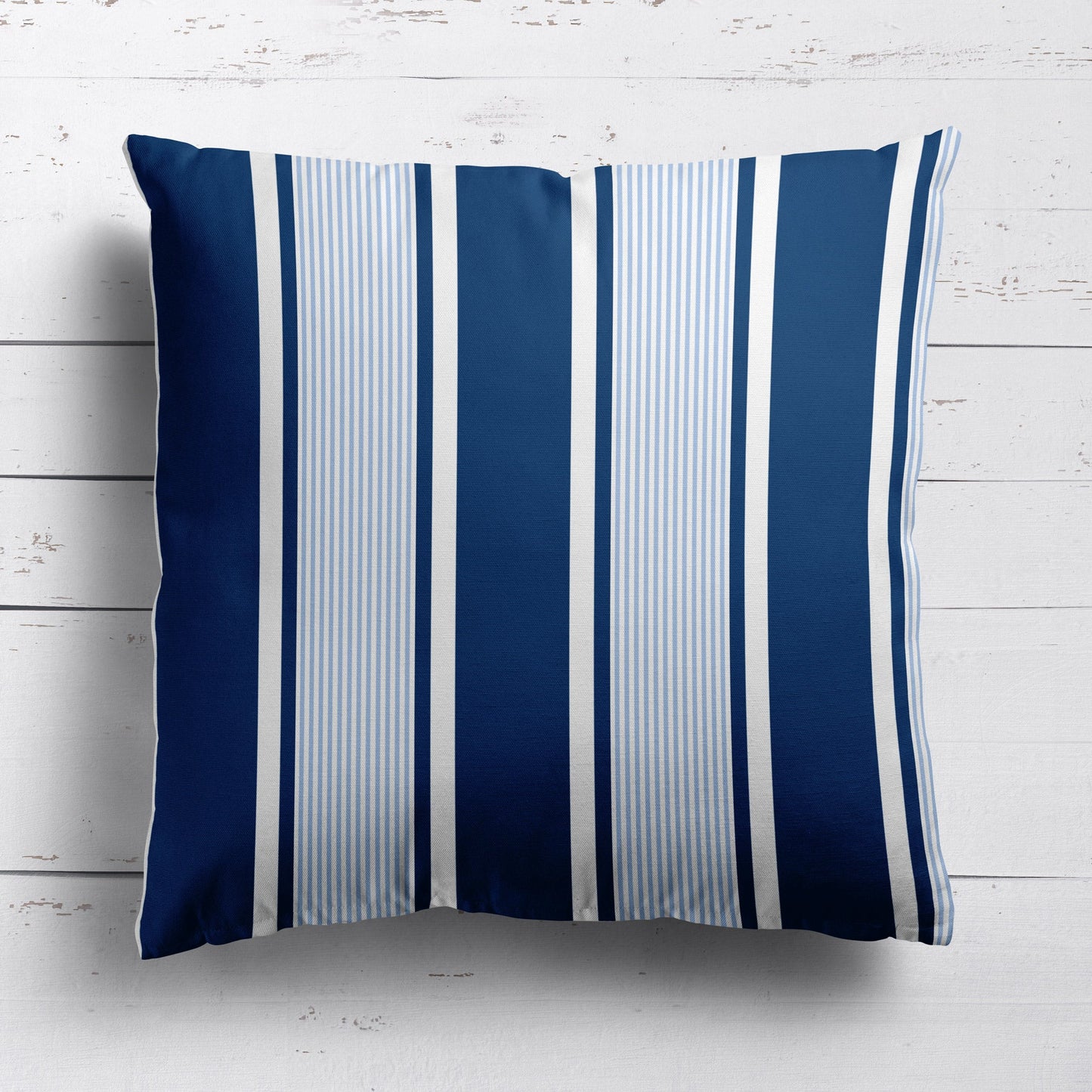 Deckchair Multi Stripe Cushion- Blues and Neutrals - Hydrangea Lane Home