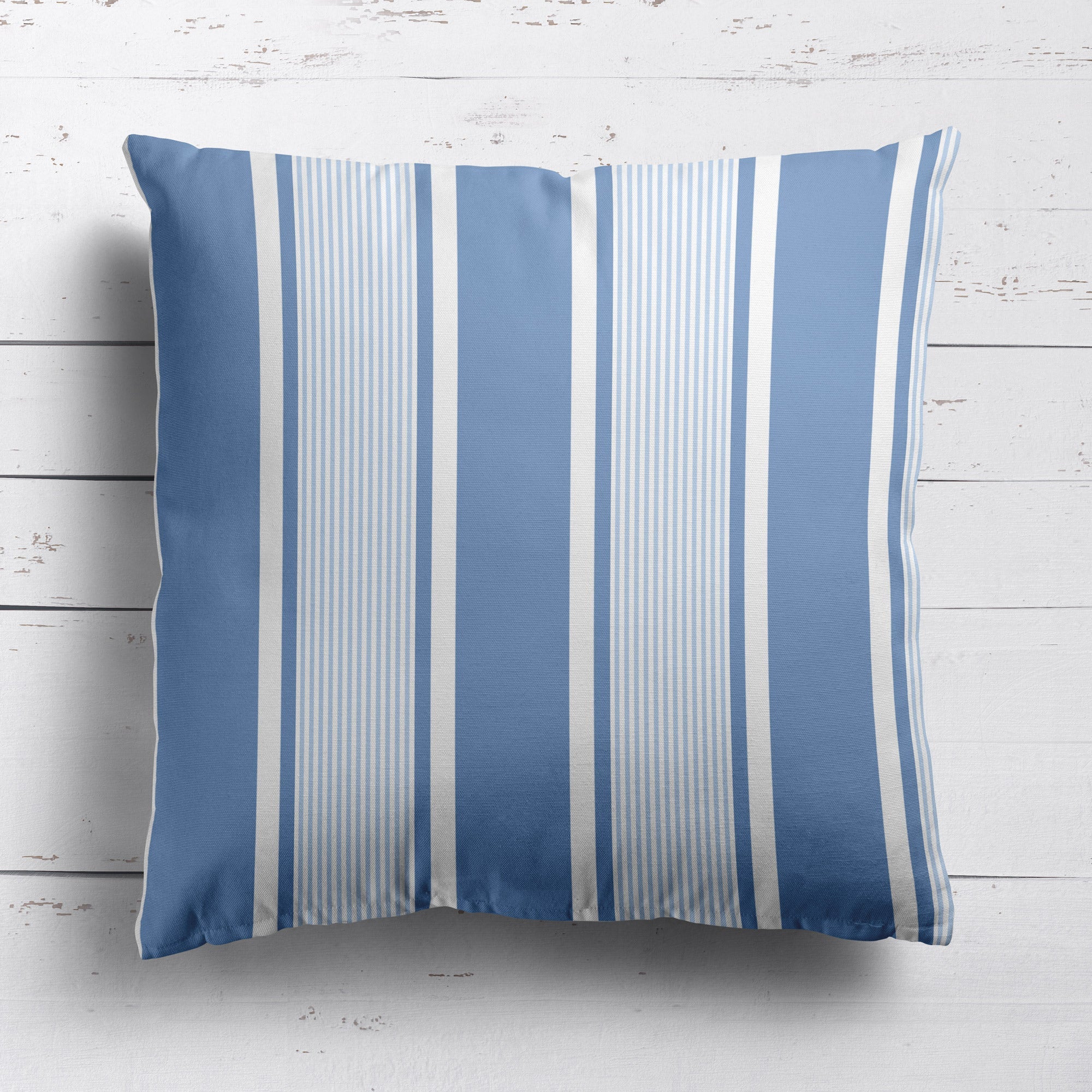 Deckchair Multi Stripe Cushion- Blues and Neutrals - Hydrangea Lane Home