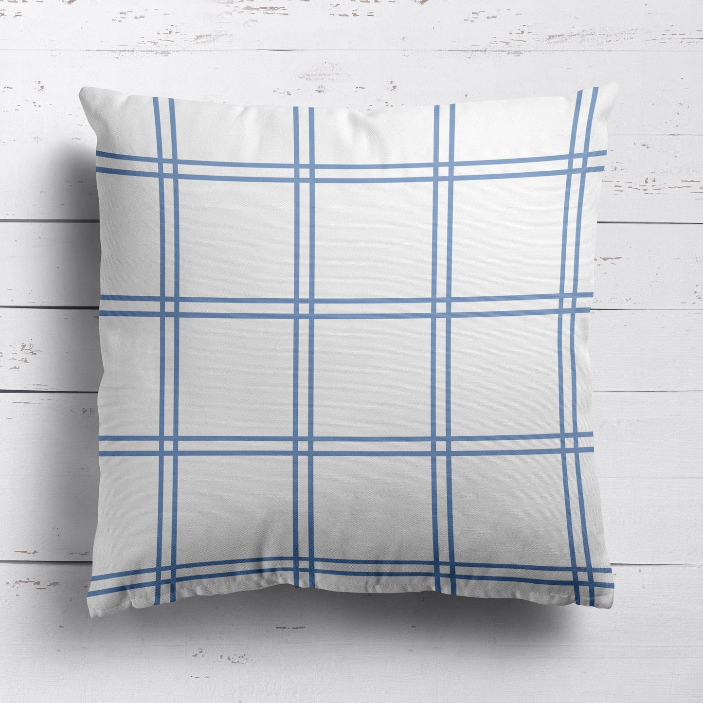 Double Window Pane Check Cushion - Blues - Hydrangea Lane Home