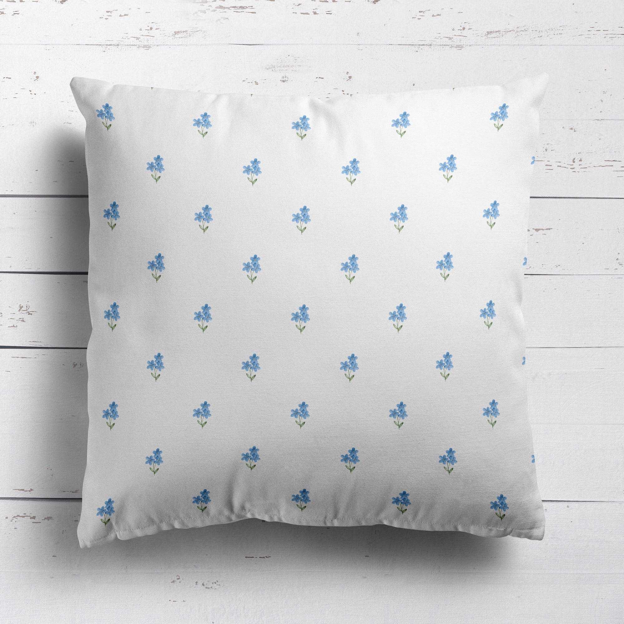 Forget Me Not Cushion - White - Hydrangea Lane Home