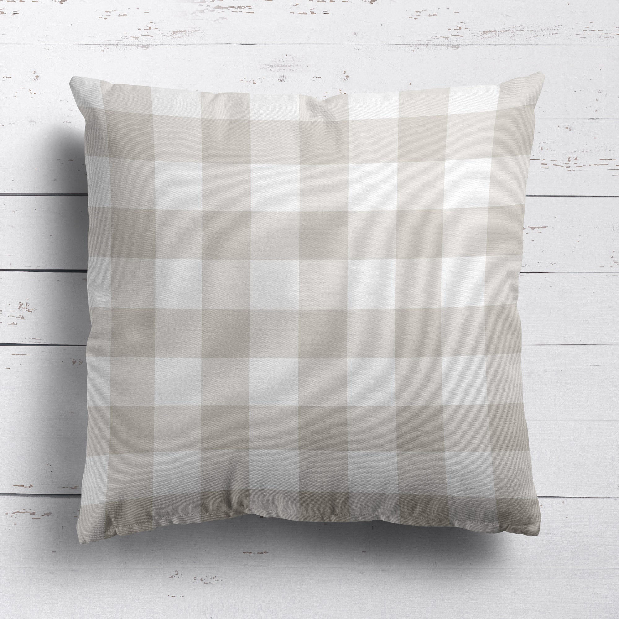 Gingham Check Medium Cushion - Neutrals - Hydrangea Lane Home