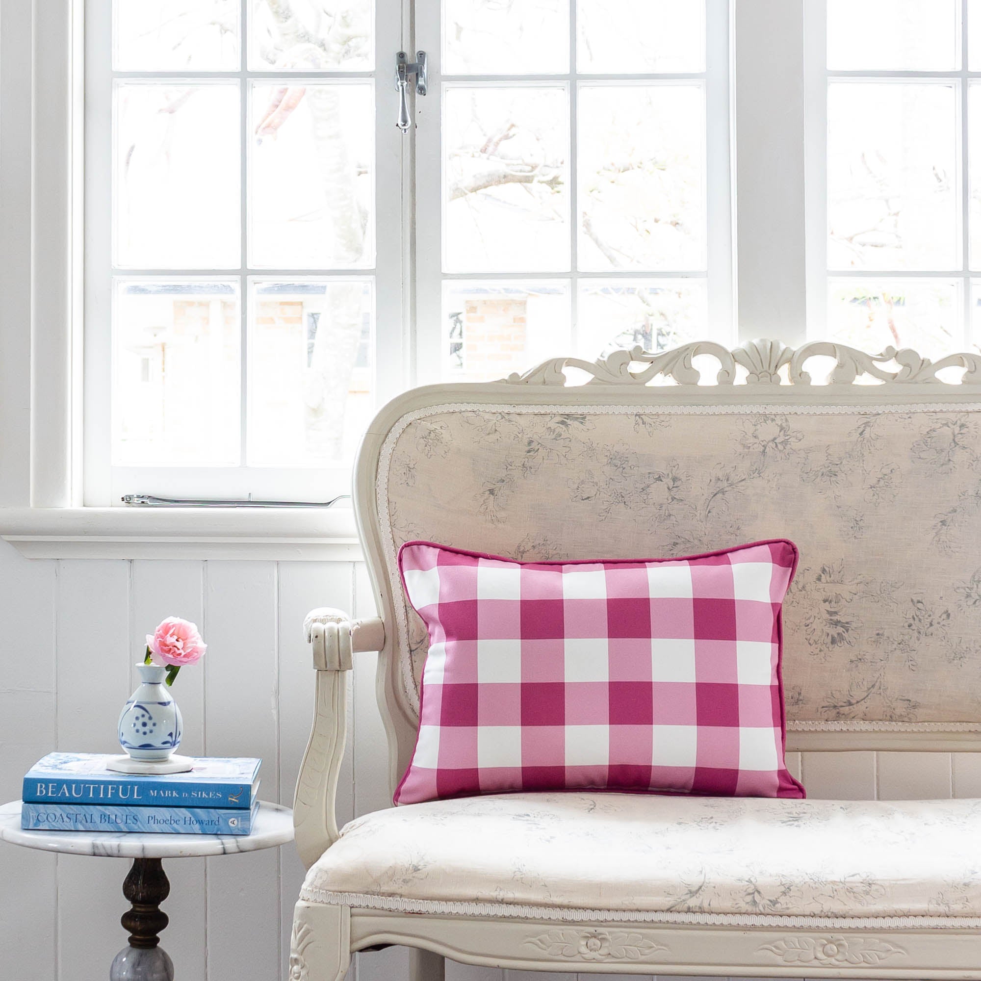 Gingham Check Medium Cushion - Pinks - Hydrangea Lane Home