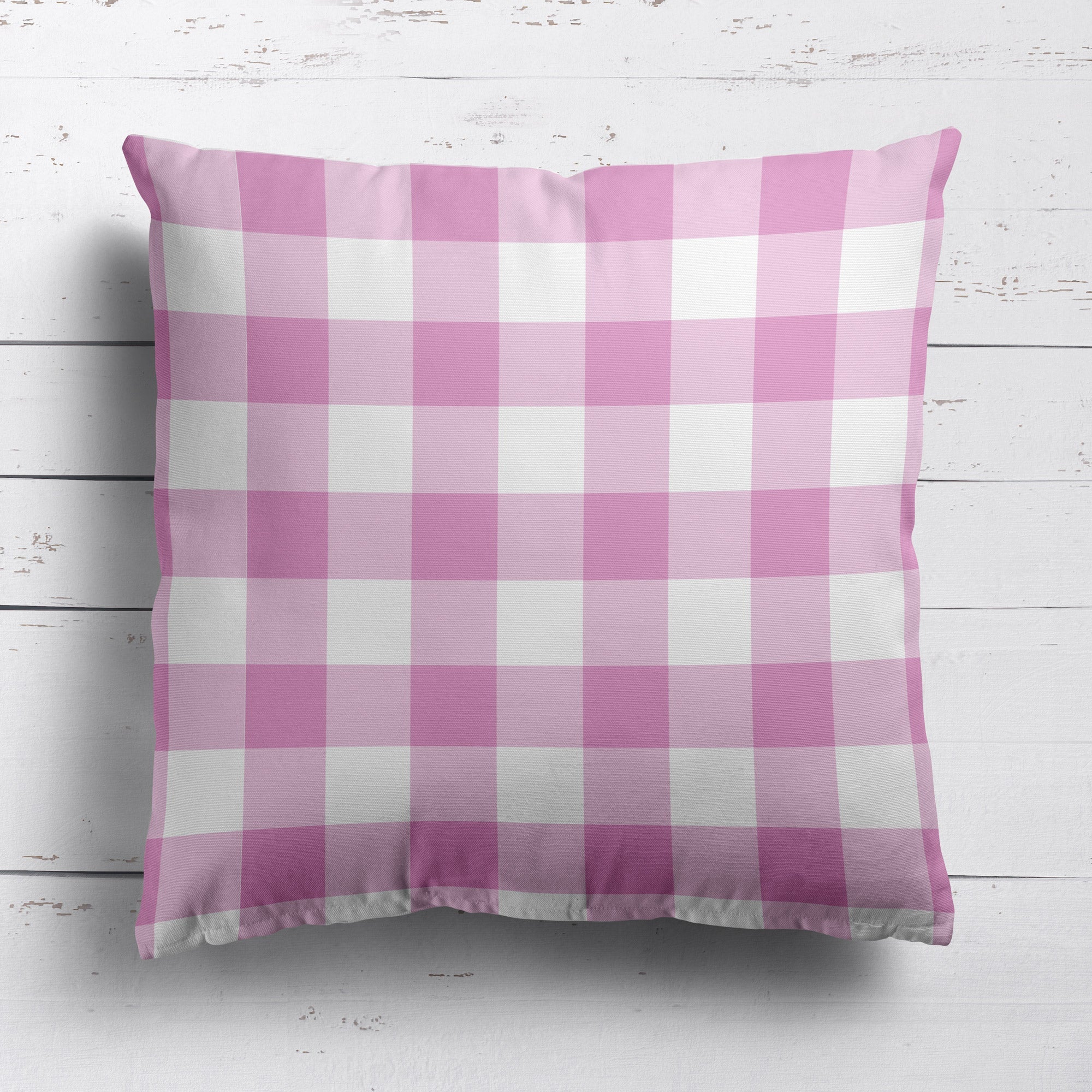 Gingham Check Medium Cushion - Pinks - Hydrangea Lane Home